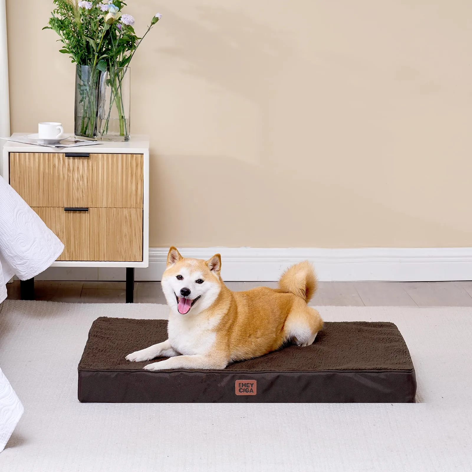 EHEYCIGA Removable Washable Orthopedic Dog Bed Cushion, Brown,76 x 51 cm - immagine 8