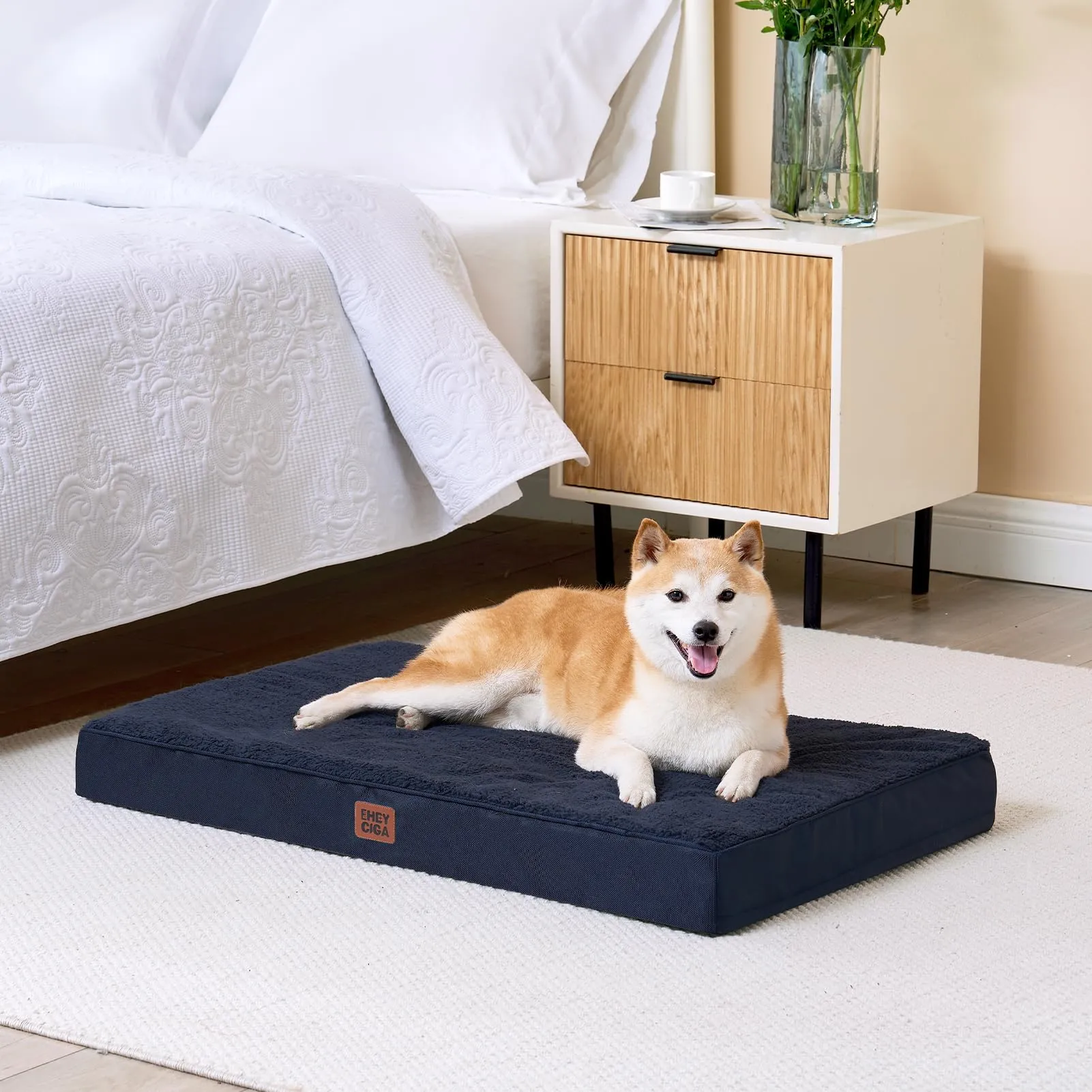 EHEYCIGA Removable Washable Orthopedic Dog Bed Cushion, Navy, 112 x 81 cm - immagine 8