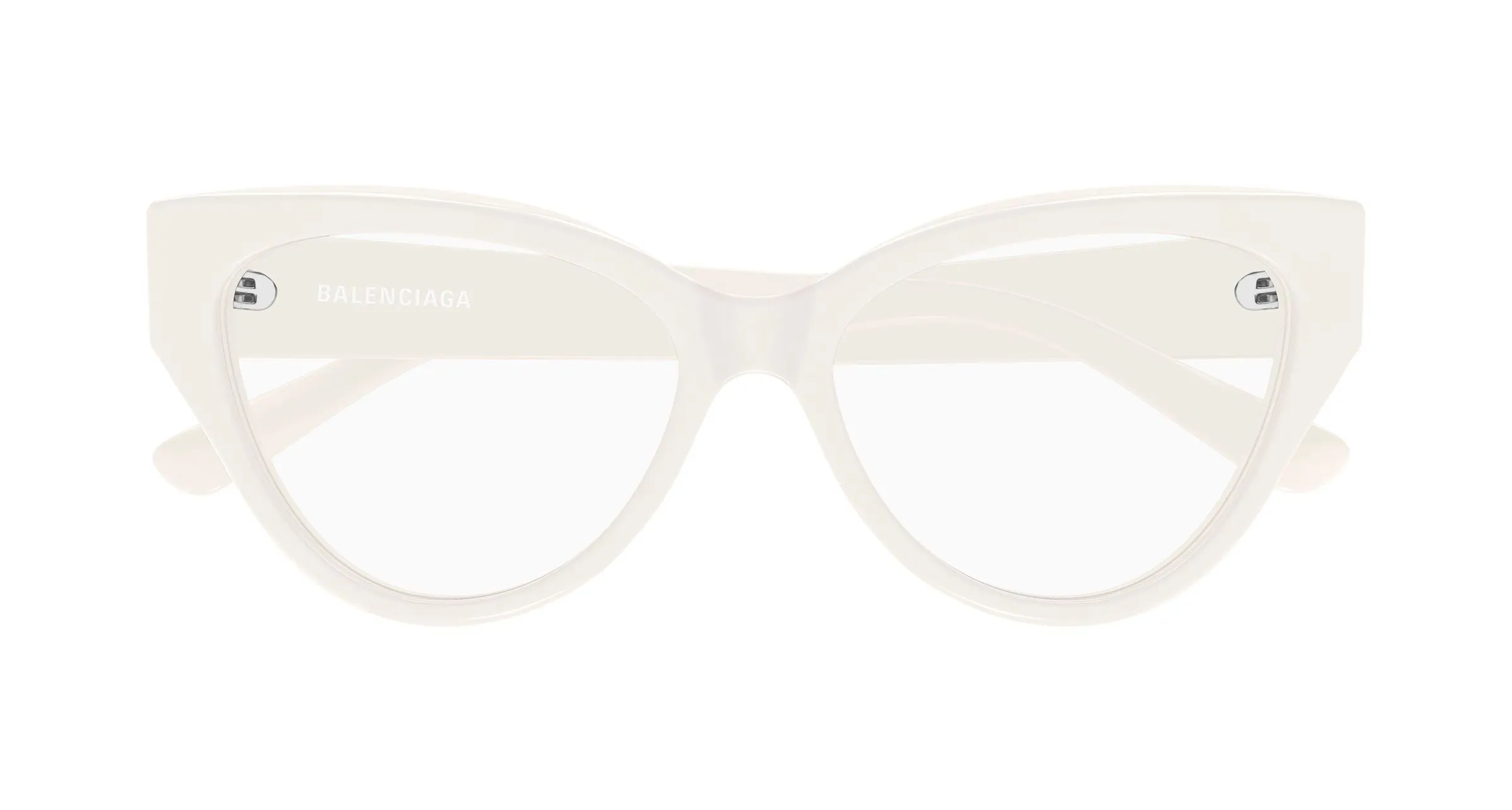 Balenciaga BB0482O 004 Montature da vista Acetato Bianco Trasparente Cat Eye - immagine 2