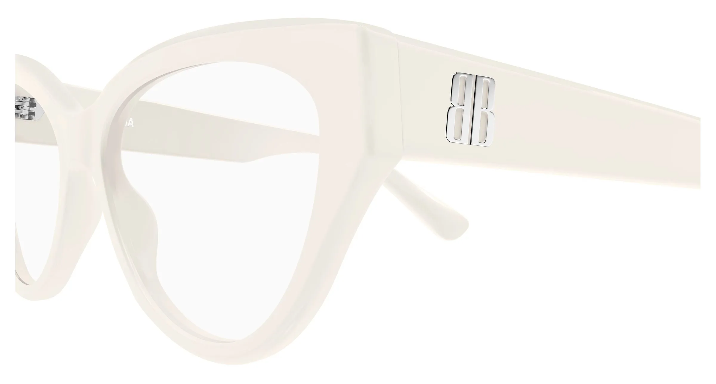 Balenciaga BB0482O 004 Montature da vista Acetato Bianco Trasparente Cat Eye - immagine 3
