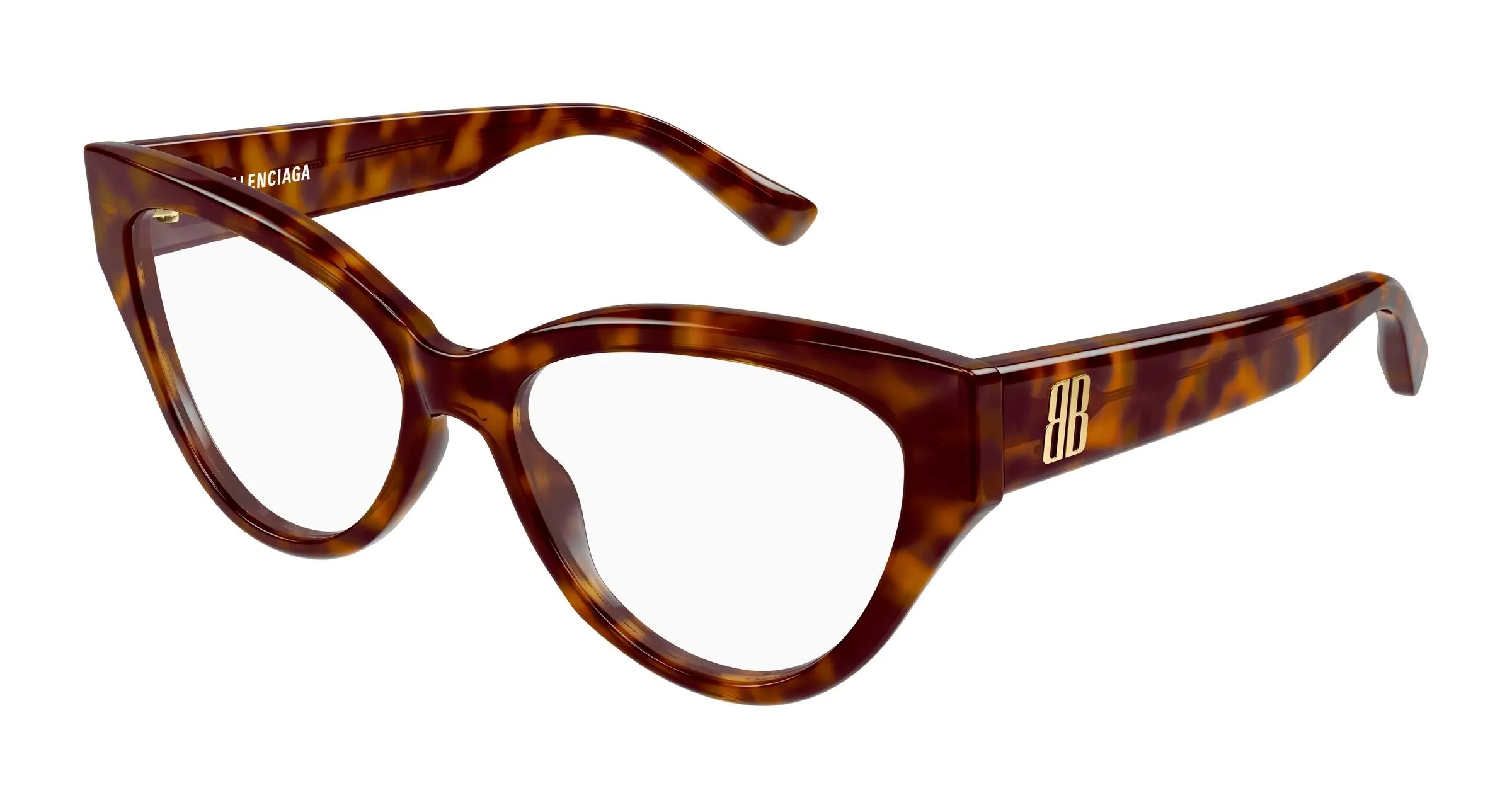 Balenciaga BB0482O 002 Montature da vista Acetato Havana Trasparente Cat Eye - immagine 1