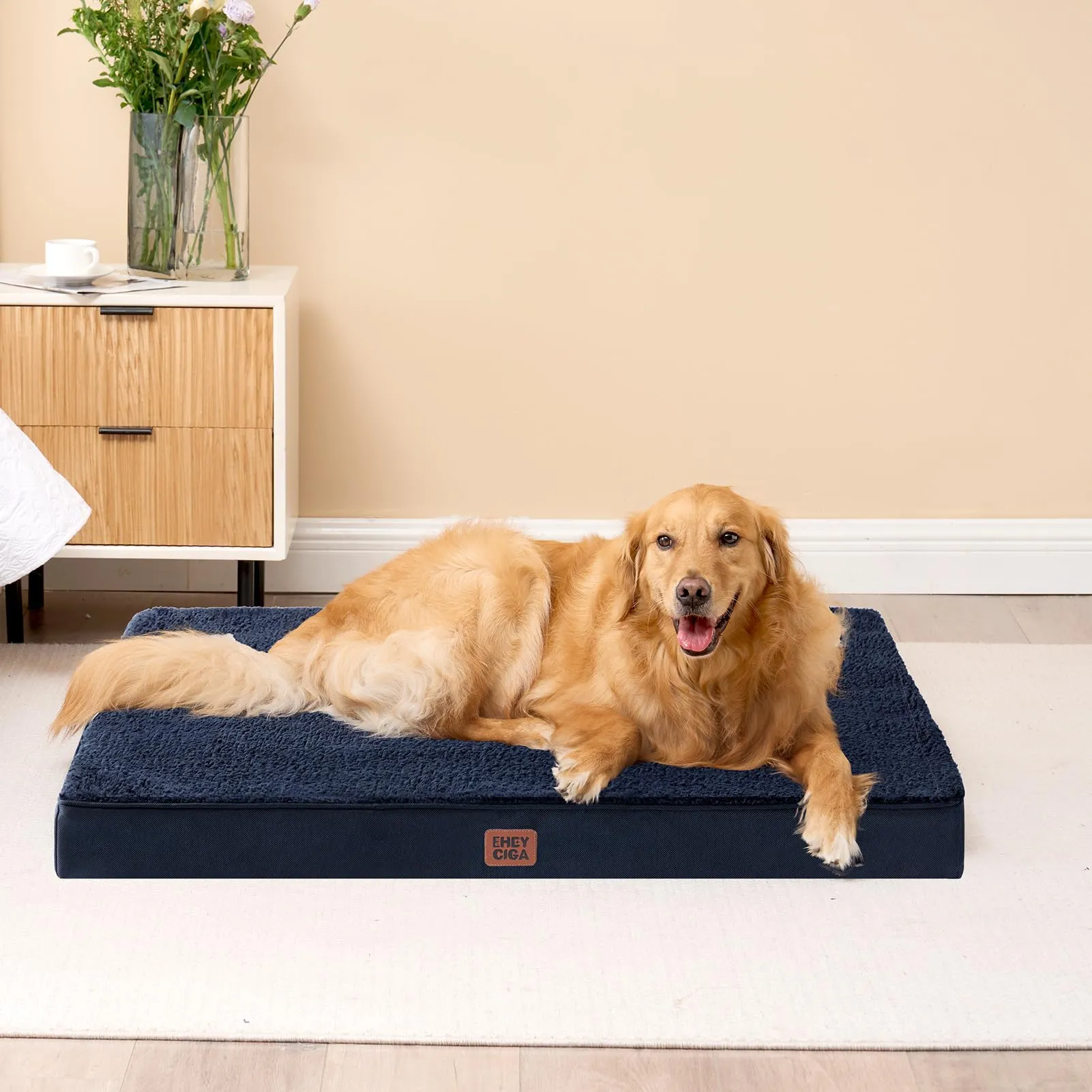 EHEYCIGA Removable Washable Orthopedic Dog Bed Cushion, Navy, 76 x 51 cm - immagine 9