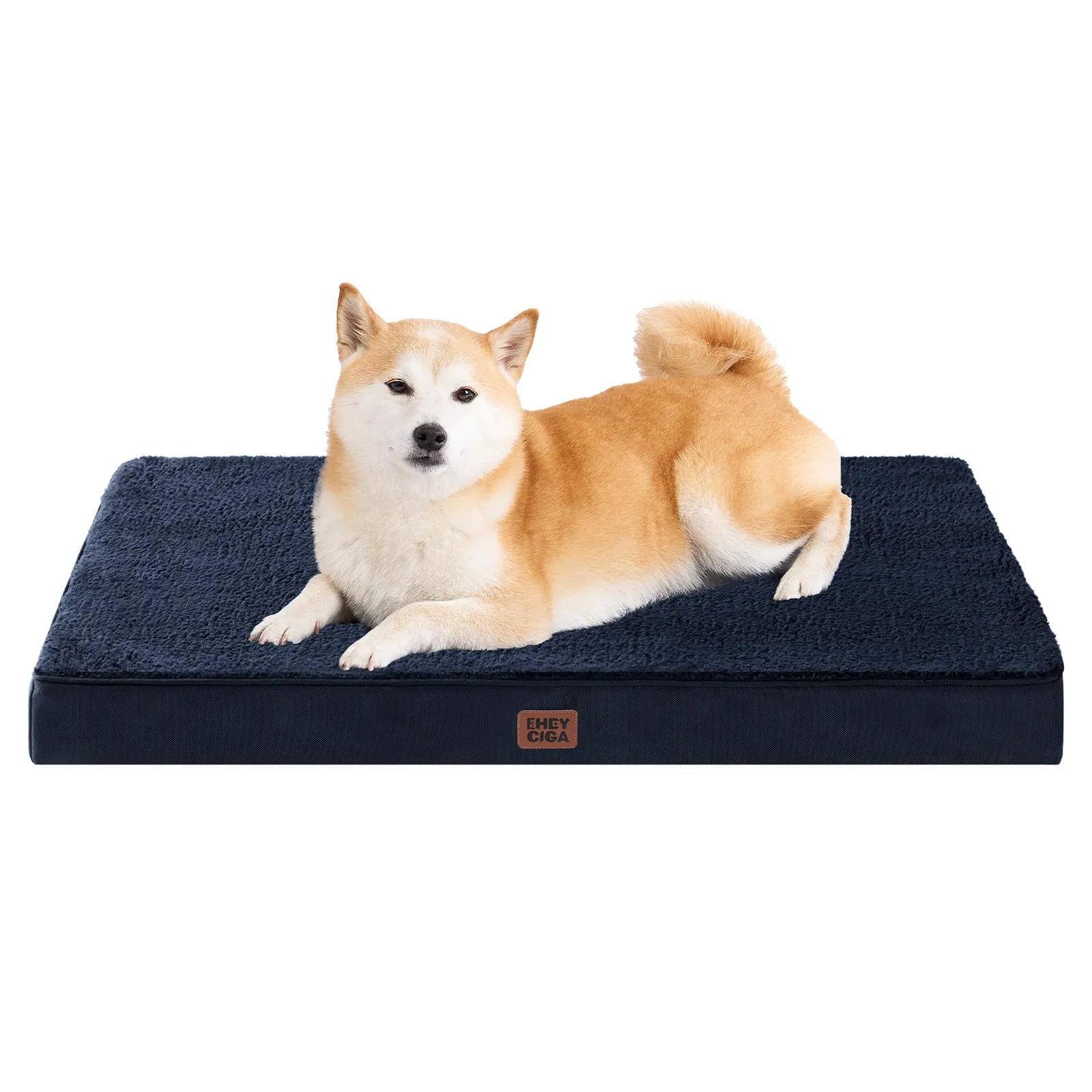 EHEYCIGA Cuccia Cane Interno Taglia Grande L, (91L x 69W cm) Ortopedica Cuscino per Cani, Cuscino Cane Sfoderabile e Lavabile, Ortopedico Lettino per Cani, Orthopedic Dog Bed, Blu Navy - immagine 1