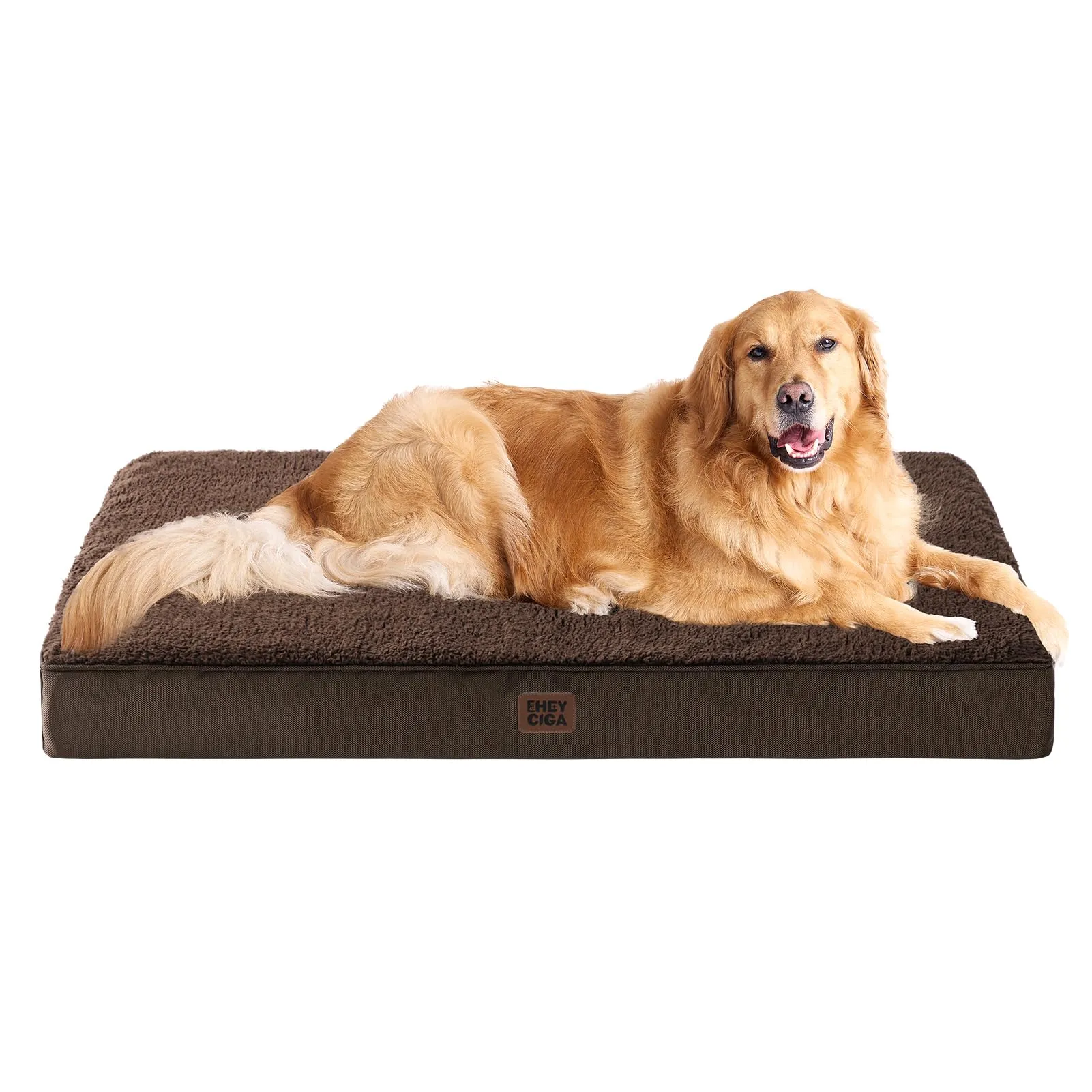 EHEYCIGA Removable Washable Orthopedic Dog Bed Cushion, Brown, 112 x 81 cm - immagine 1