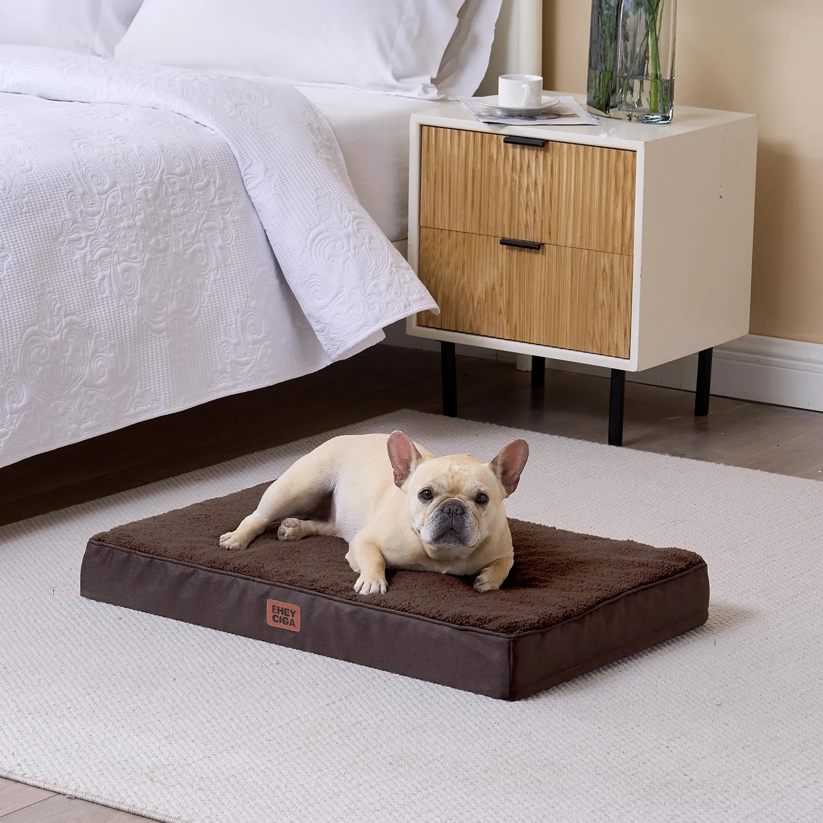 EHEYCIGA Removable Washable Orthopedic Dog Bed Cushion, Brown, 112 x 81 cm - immagine 7