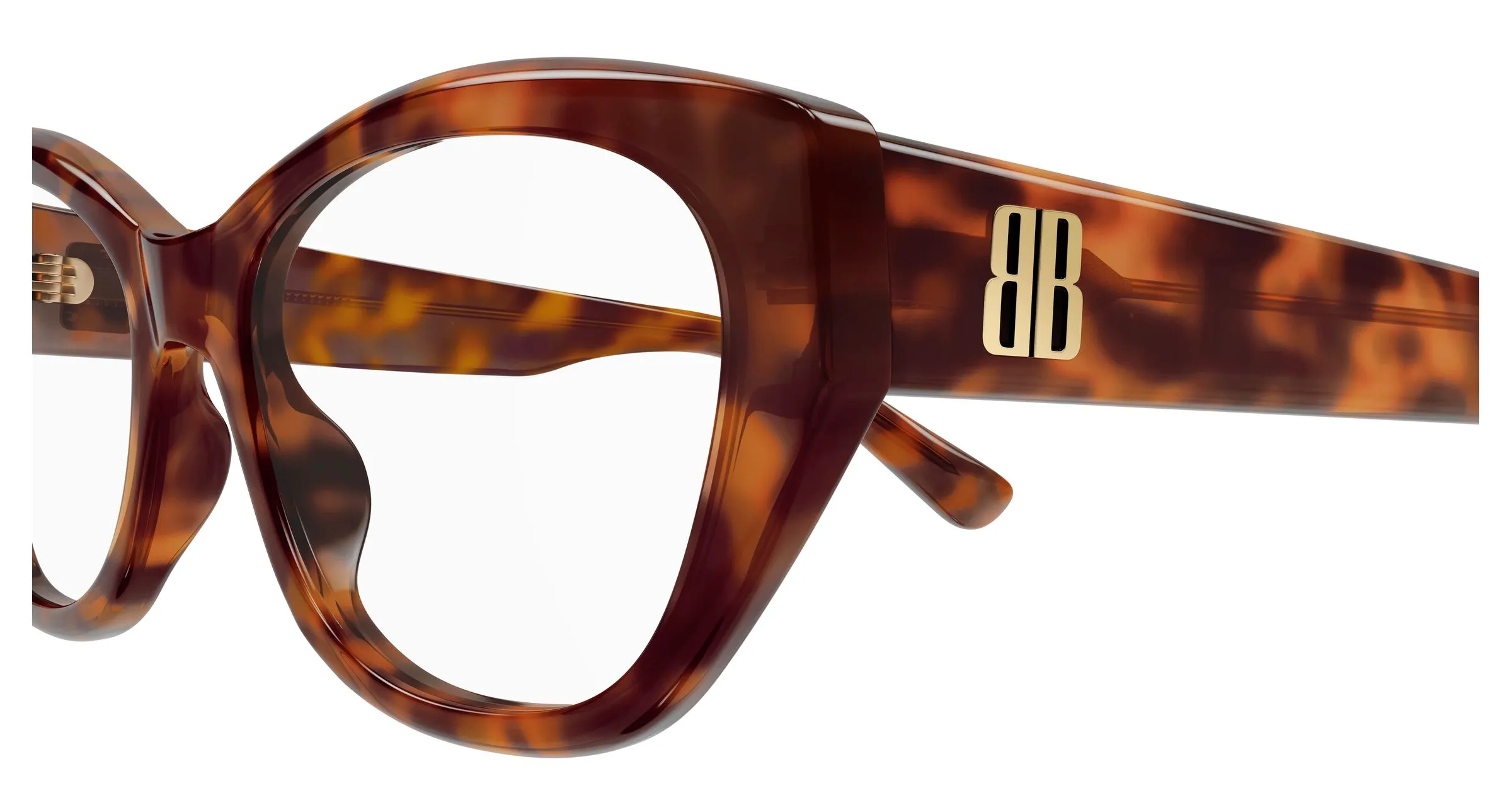 Balenciaga BB0481O 002 Montature da vista Acetato Havana Trasparente Cat Eye - immagine 3