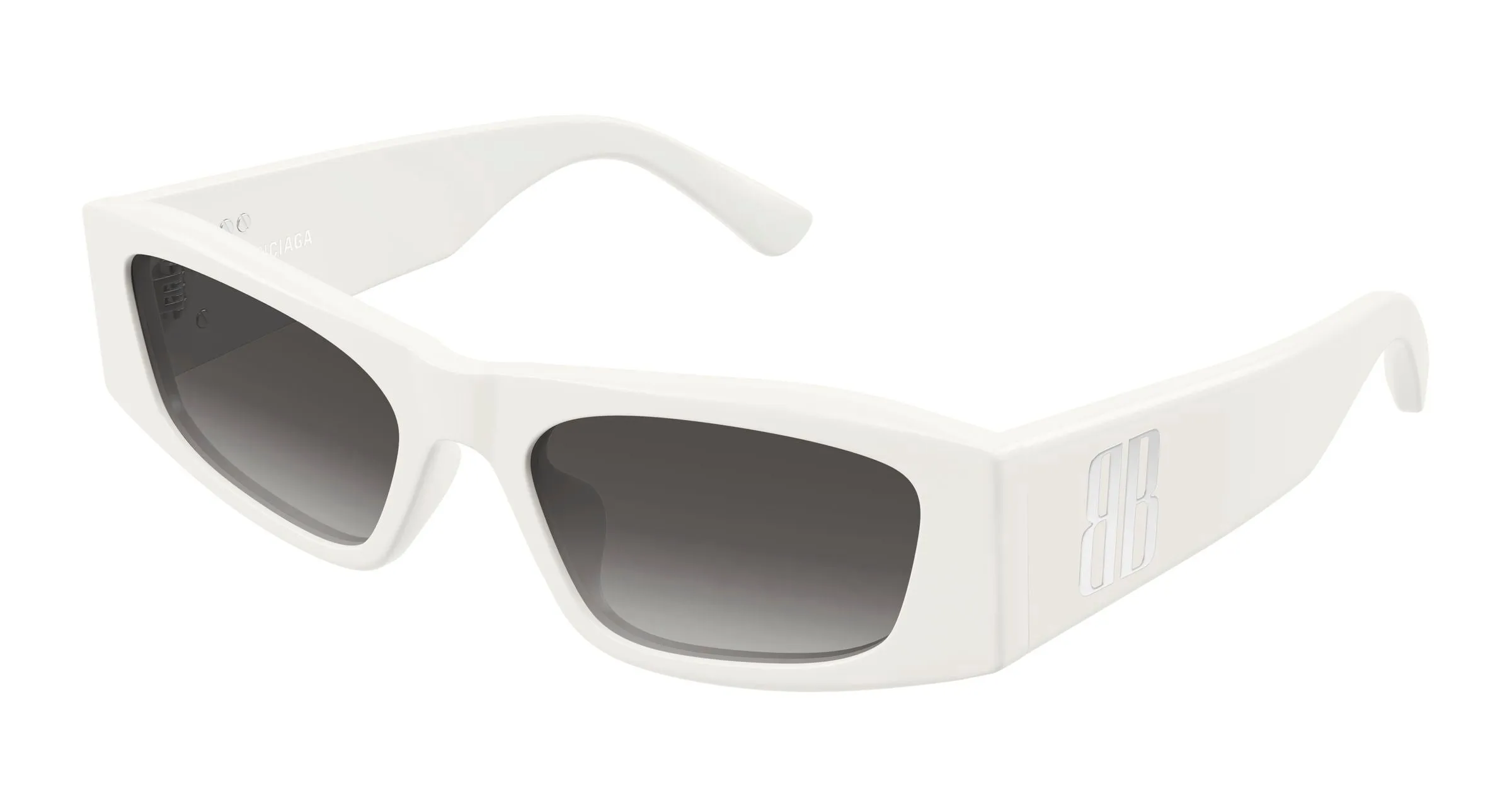 Balenciaga BB0478S 004 Occhiali da sole Acetato Bianco Grigio Geometrica - immagine 1