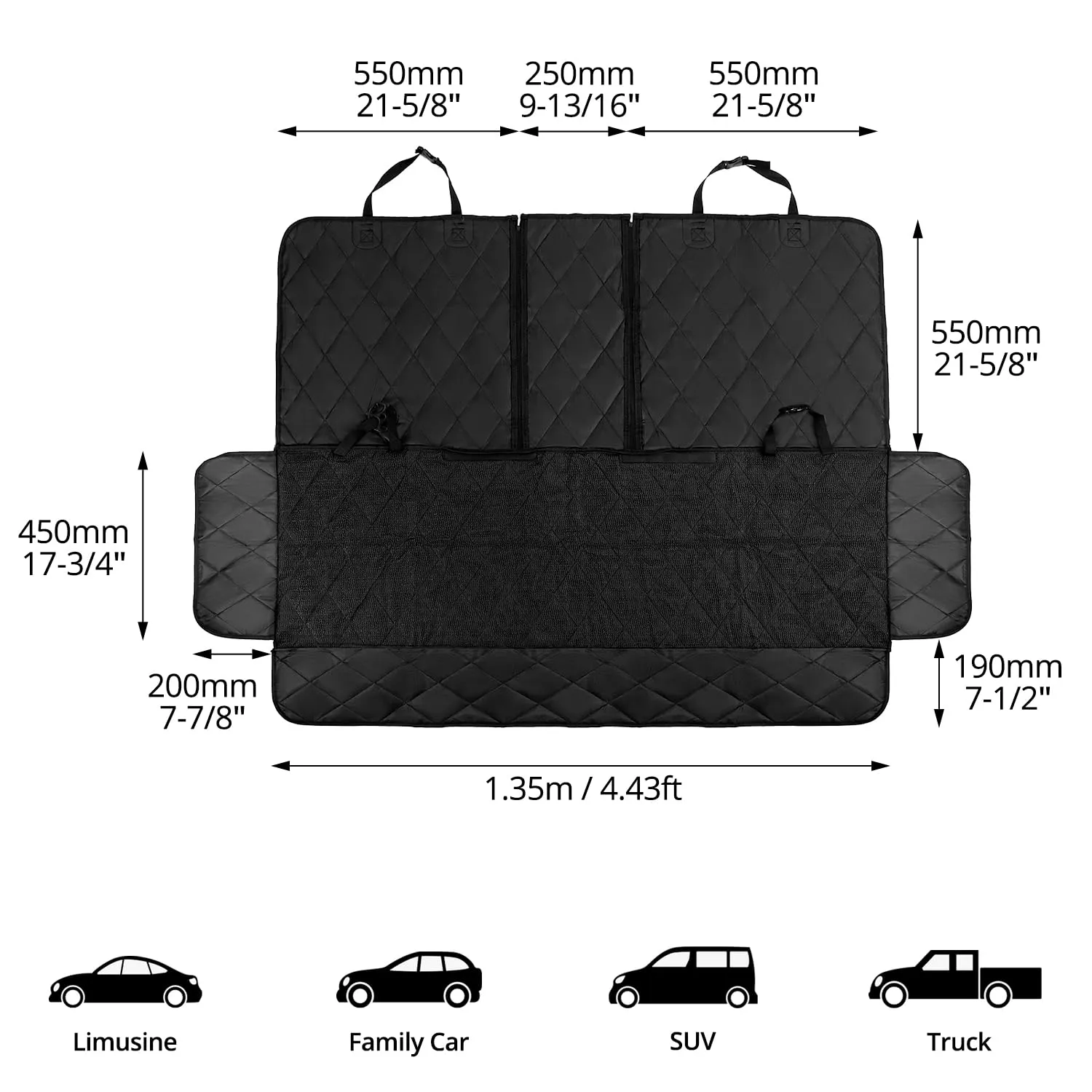 QWORK® Telo Coprisedile Auto per Cani, Coprisedile Posteriore, per Tutte le Auto, Minivan e SUV - immagine 6