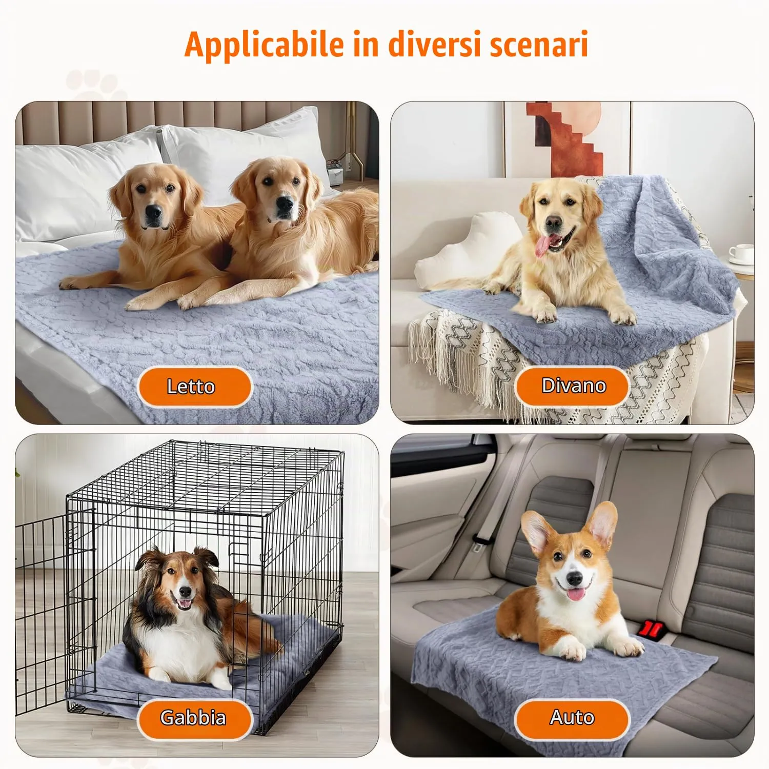 Nobleza Coperta Impermeabile per Cani, Morbida Coperta in Pile per Cani di Piccola e Media Taglia, Gatti, L 127 x 100 cm, Coprisedile Reversibile, Lavabile in Lavatrice, Azzurro - immagine 6