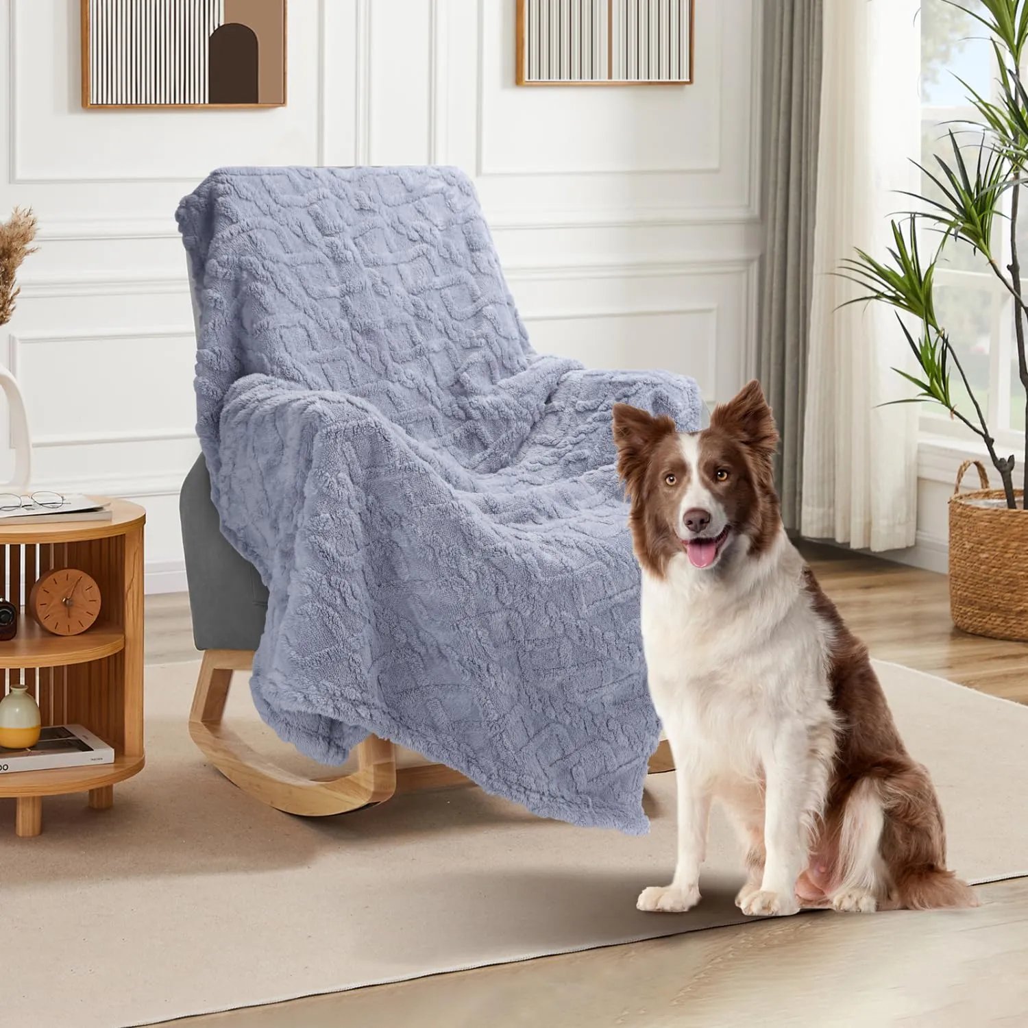Nobleza Coperta Impermeabile per Cani, Morbida Coperta in Pile per Cani di Taglia Media e Grande, Gatti, XL 152 x 127 cm, Coprisedile Reversibile, Lavabile in Lavatrice, Azzurro - immagine 7