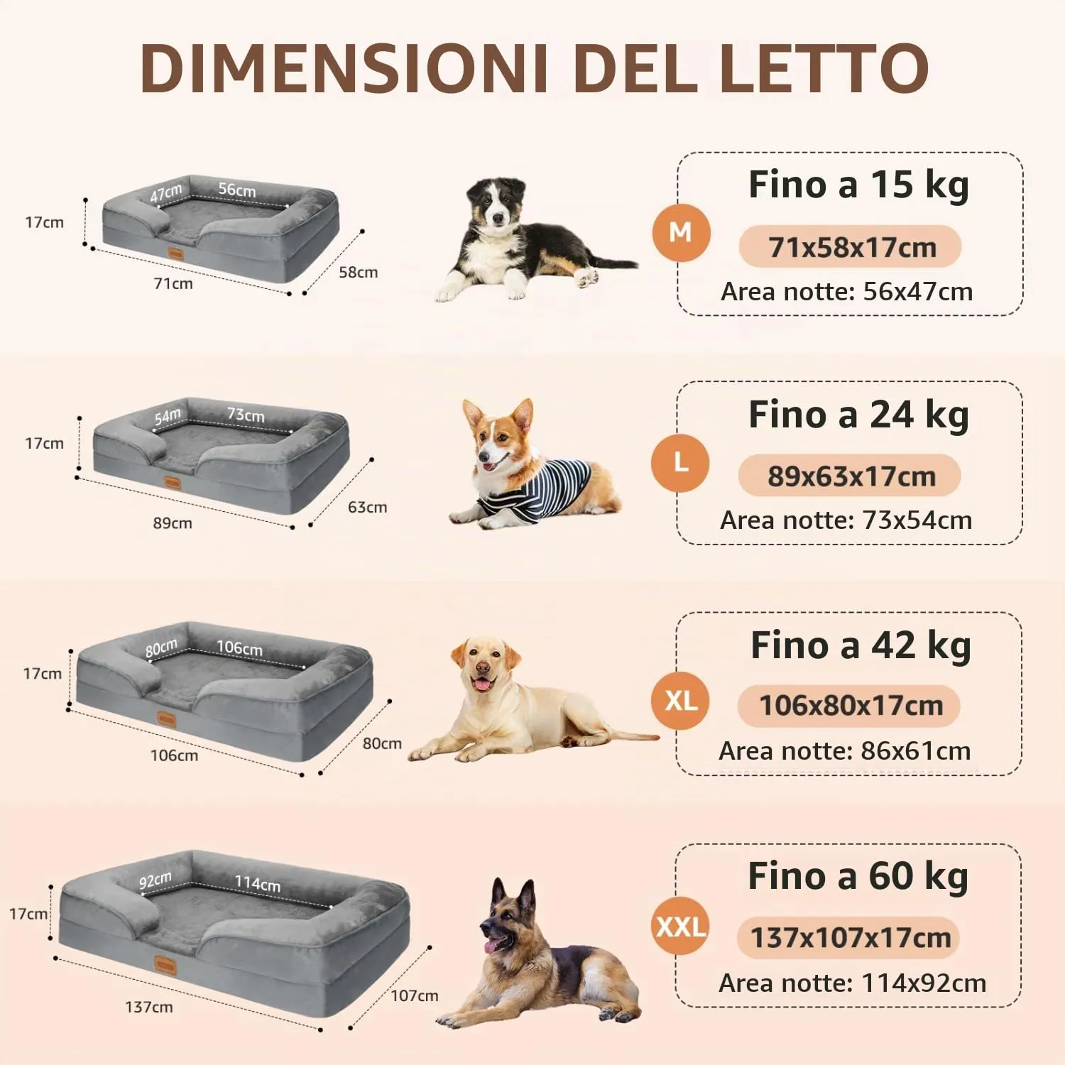 Nobleza Cuccia Cane Interno Taglia Grandi, 106x80x17cm, Cuscino per Cani Grandi Impermeabile, Cuccia Ortopedica per Cani, Lettino per Cani Sfoderabile e Lavabile - immagine 4