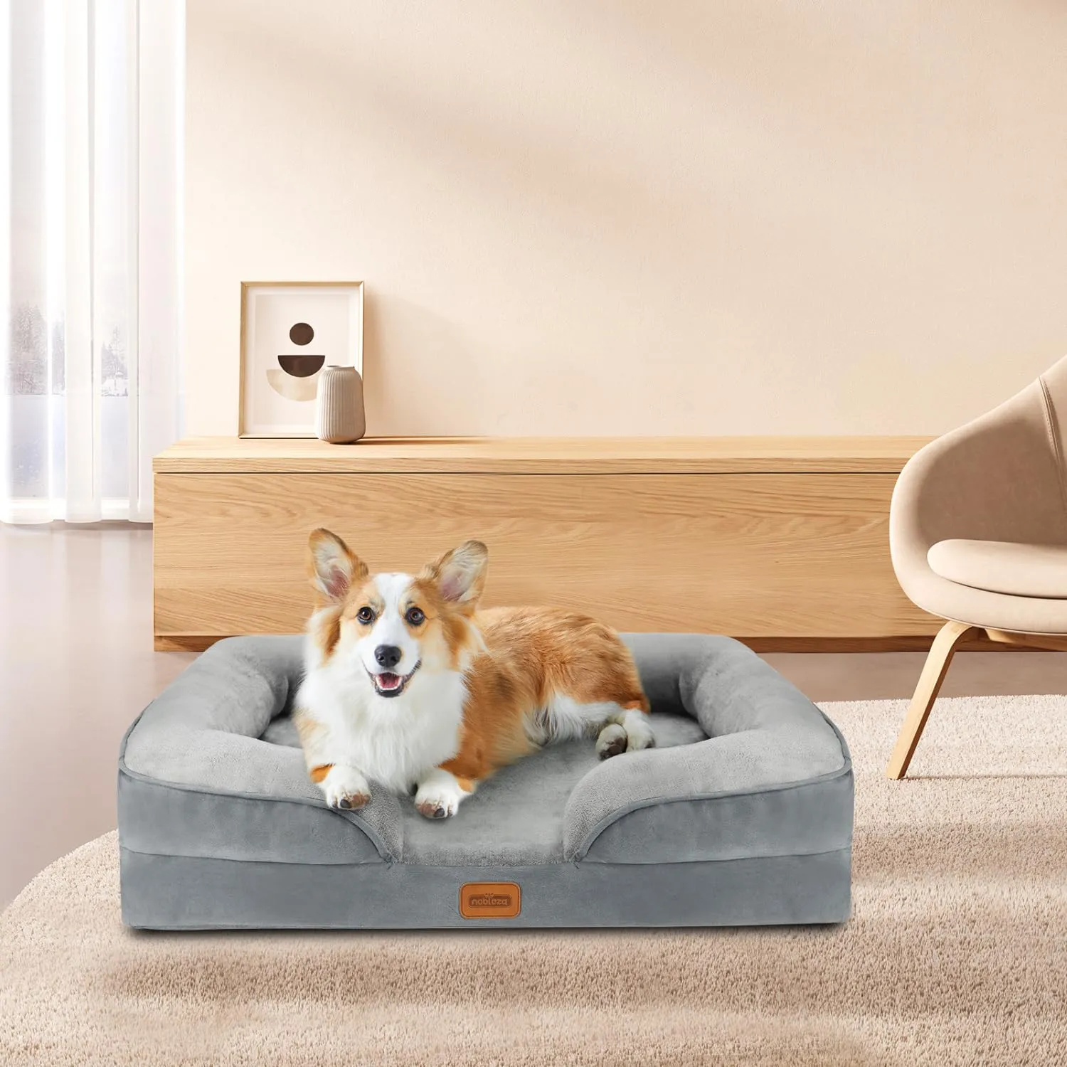 Nobleza Cuccia Cane Interno Taglia Media, 71x58x17cm, Cuscino per Cani Grandi Impermeabile, Cuccia Ortopedica per Cani, Lettino per Cani Sfoderabile e Lavabile - immagine 9