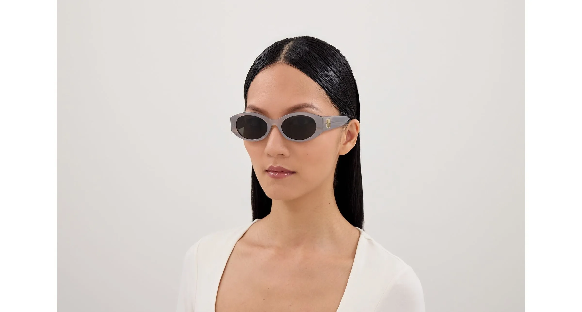 Balenciaga BB0477SA 003 Occhiali da sole Acetato Grigio Grigio Rotonda - immagine 4