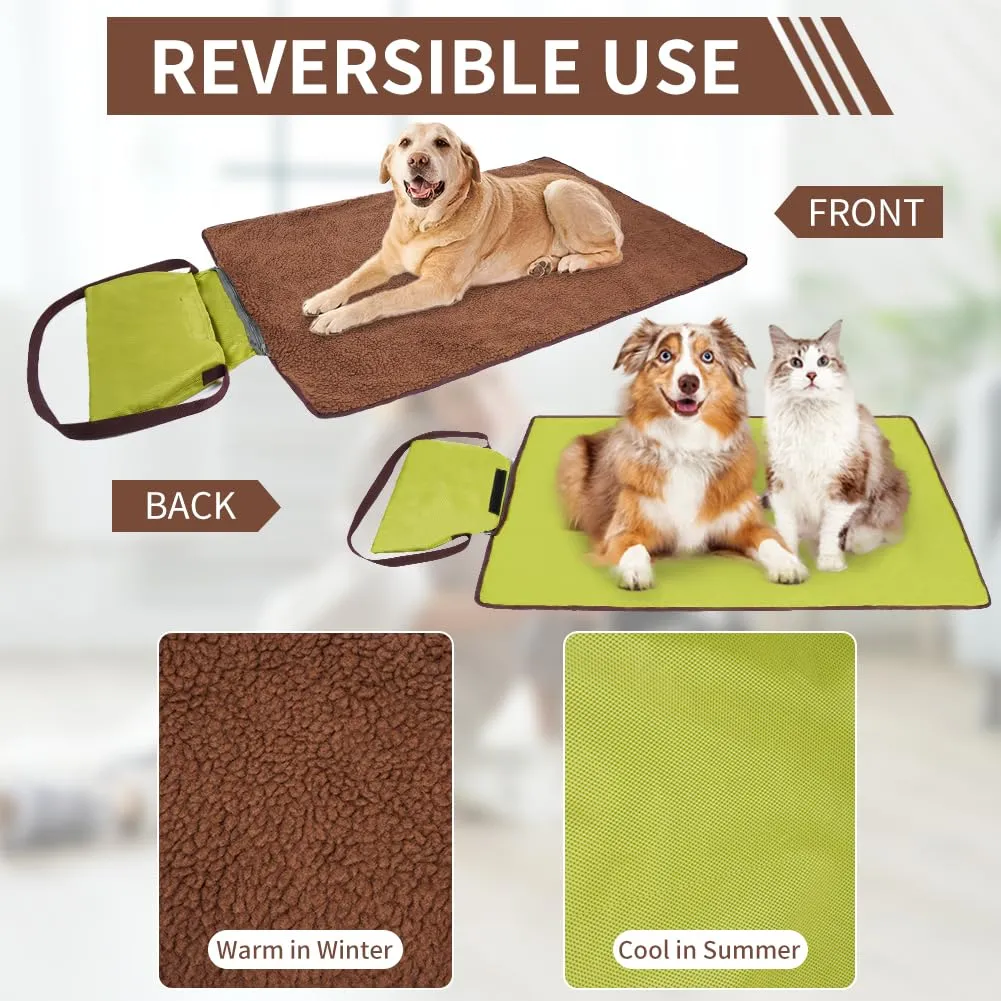 Adiwo Tappeto per Cane,100 x 70 cm Coperta Impermeabile per Cani con Borsa Portaoggetti, Tappetino Coperta per Animali Domestici da Esterno Pieghevole, per Cani Cucciolo Gatto Interno Esterne(Verde) - immagine 4
