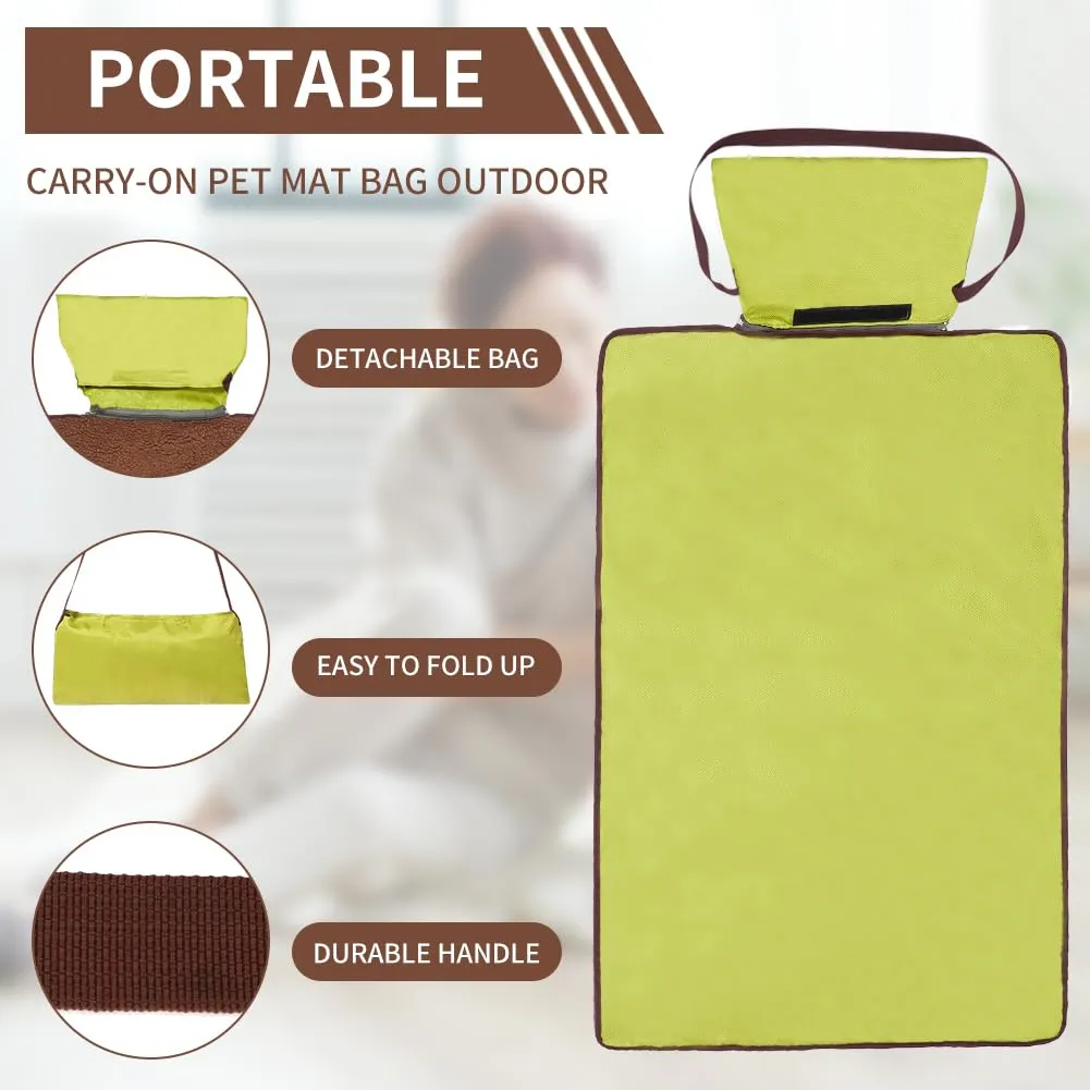 Adiwo Tappeto per Cane,100 x 70 cm Coperta Impermeabile per Cani con Borsa Portaoggetti, Tappetino Coperta per Animali Domestici da Esterno Pieghevole, per Cani Cucciolo Gatto Interno Esterne(Verde) - immagine 5