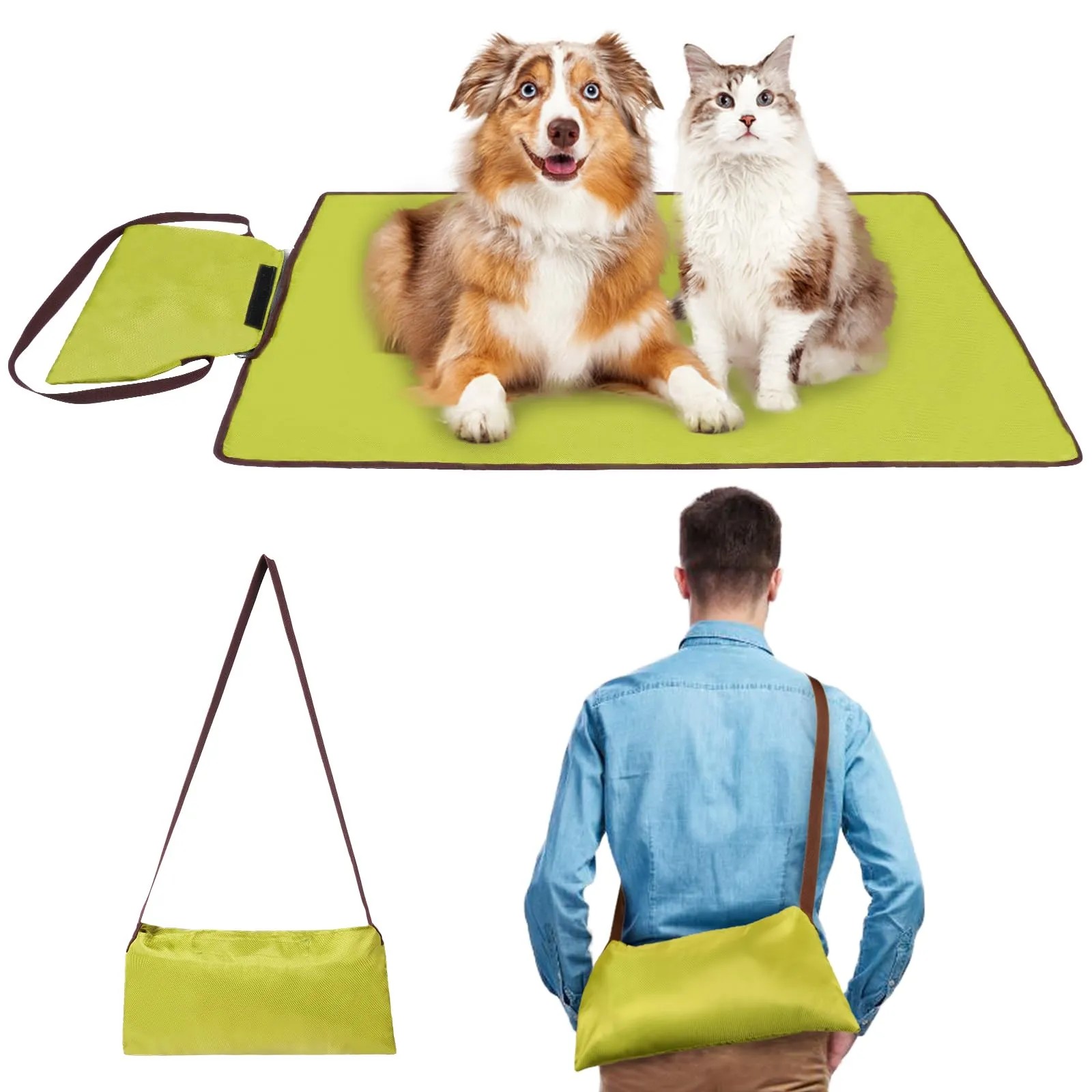 Adiwo Tappeto per Cane,100 x 70 cm Coperta Impermeabile per Cani con Borsa Portaoggetti, Tappetino Coperta per Animali Domestici da Esterno Pieghevole, per Cani Cucciolo Gatto Interno Esterne(Verde) - immagine 9