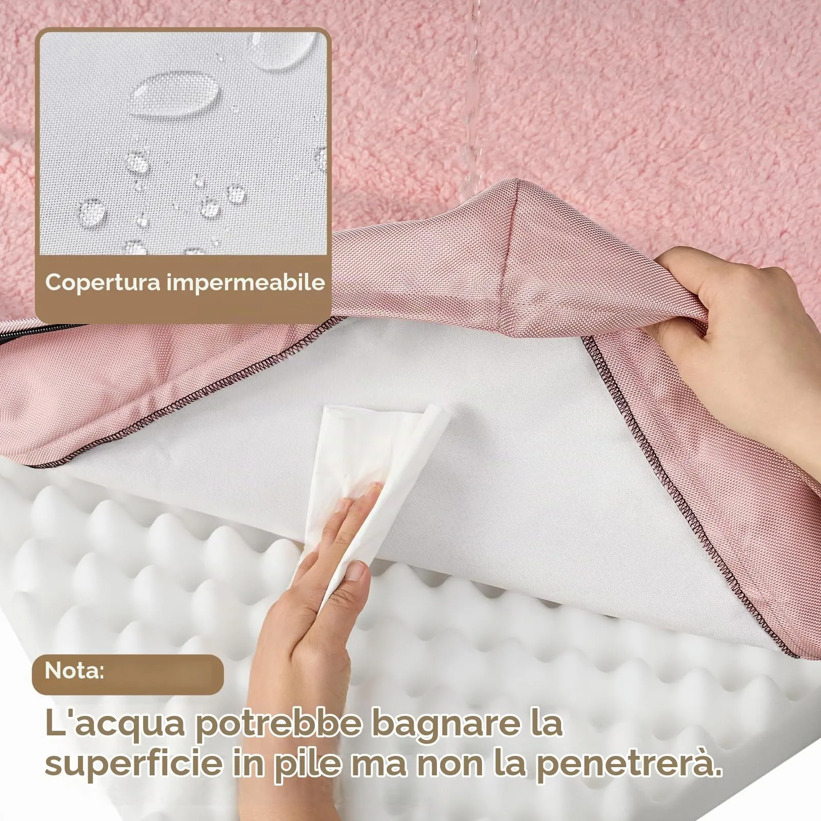 EHEYCIGA Removable Washable Orthopedic Dog Bed Cushion, Pink, 120 x 74 cm - immagine 4