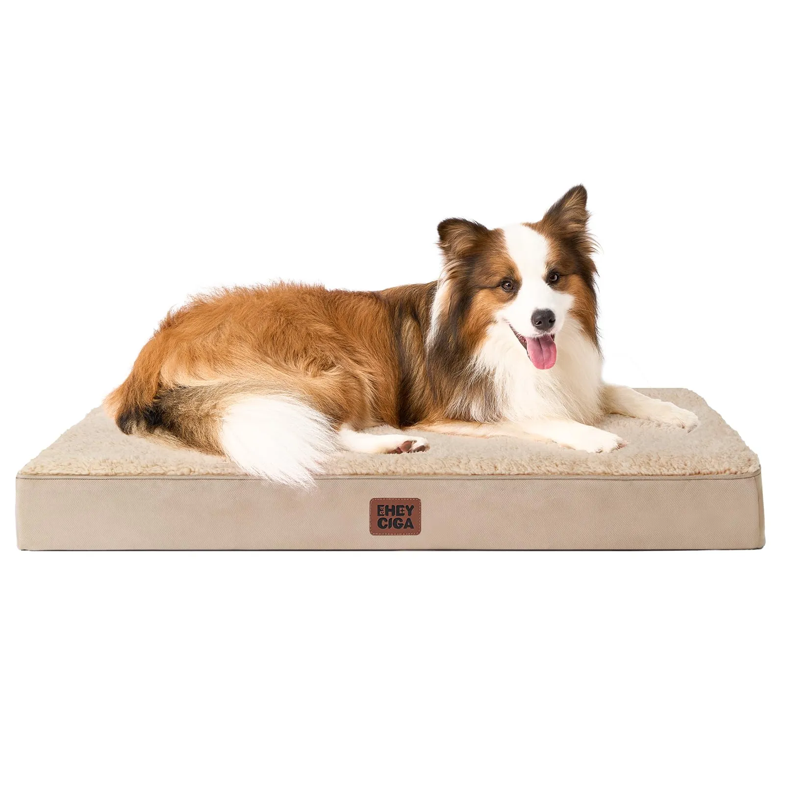 EHEYCIGA Removable Washable Orthopedic Dog Bed Cushion, Khaki, 104 x 69 cm - immagine 1