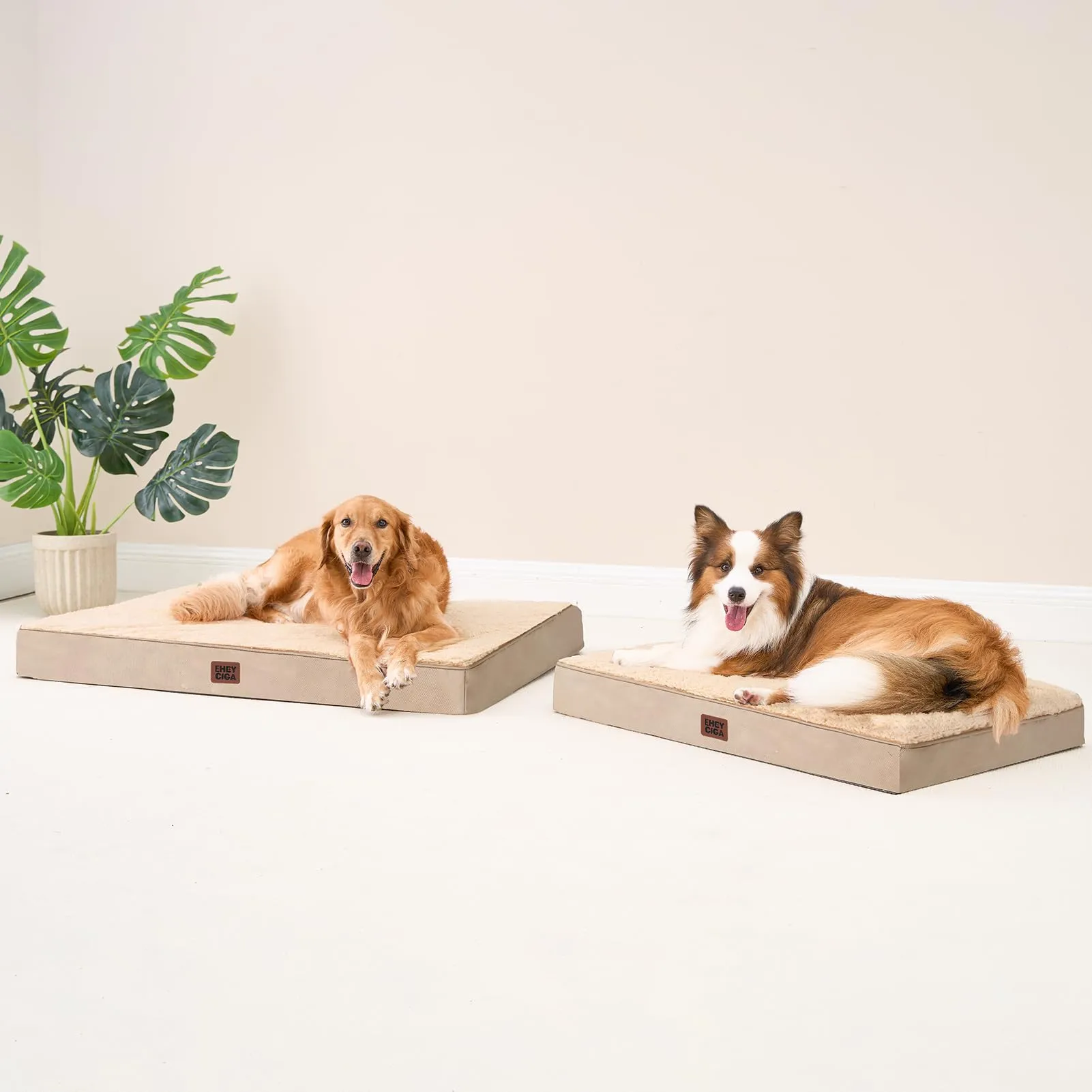EHEYCIGA Removable Washable Orthopedic Dog Bed Cushion, Khaki, 104 x 69 cm - immagine 8