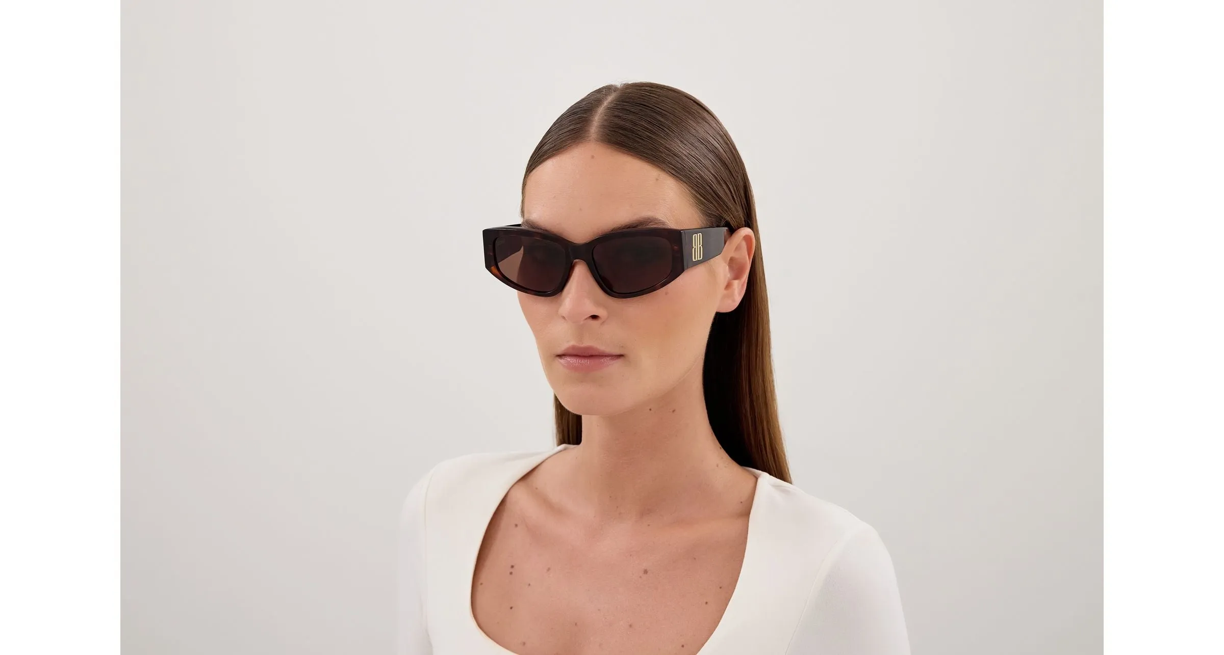 Balenciaga BB0475S 002 Occhiali da sole Acetato Havana Marrone Cat Eye - immagine 4