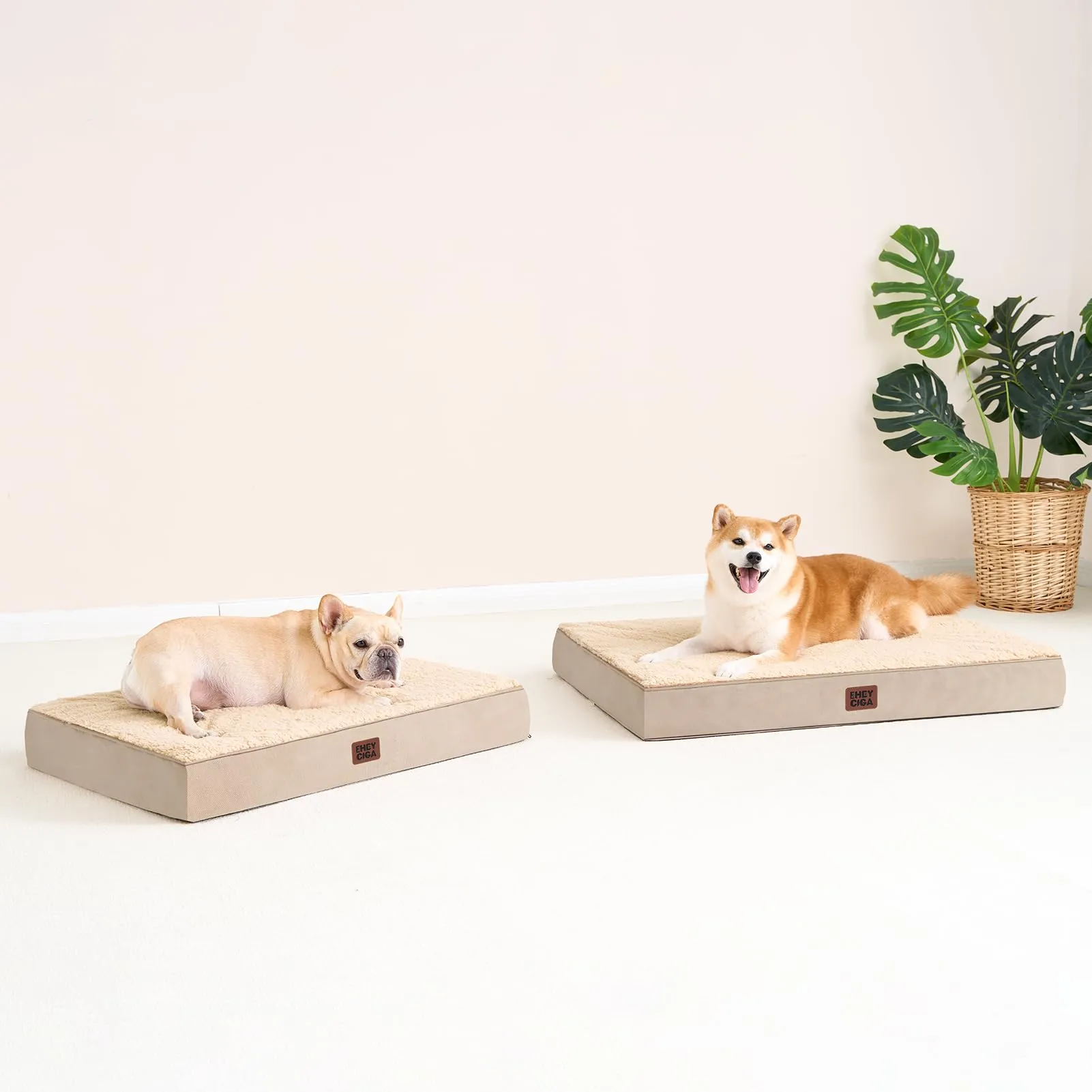 EHEYCIGA Removable Washable Orthopedic Dog Bed Cushion, Khaki, 91 x 69 cm - immagine 8