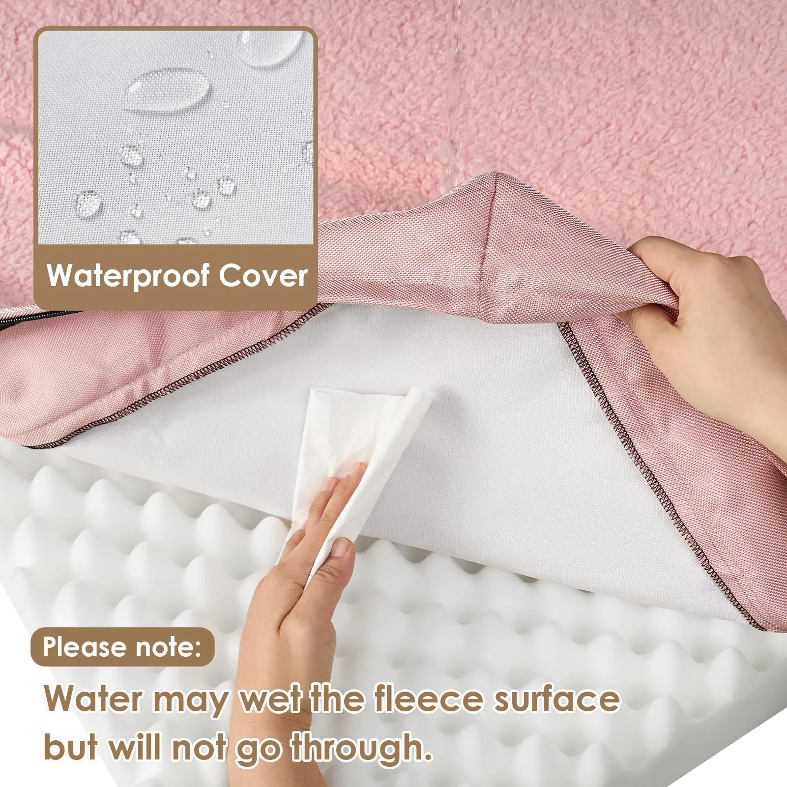 EHEYCIGA Removable Washable Orthopedic Dog Bed Cushion, Pink, 76 x 51 cm - immagine 4
