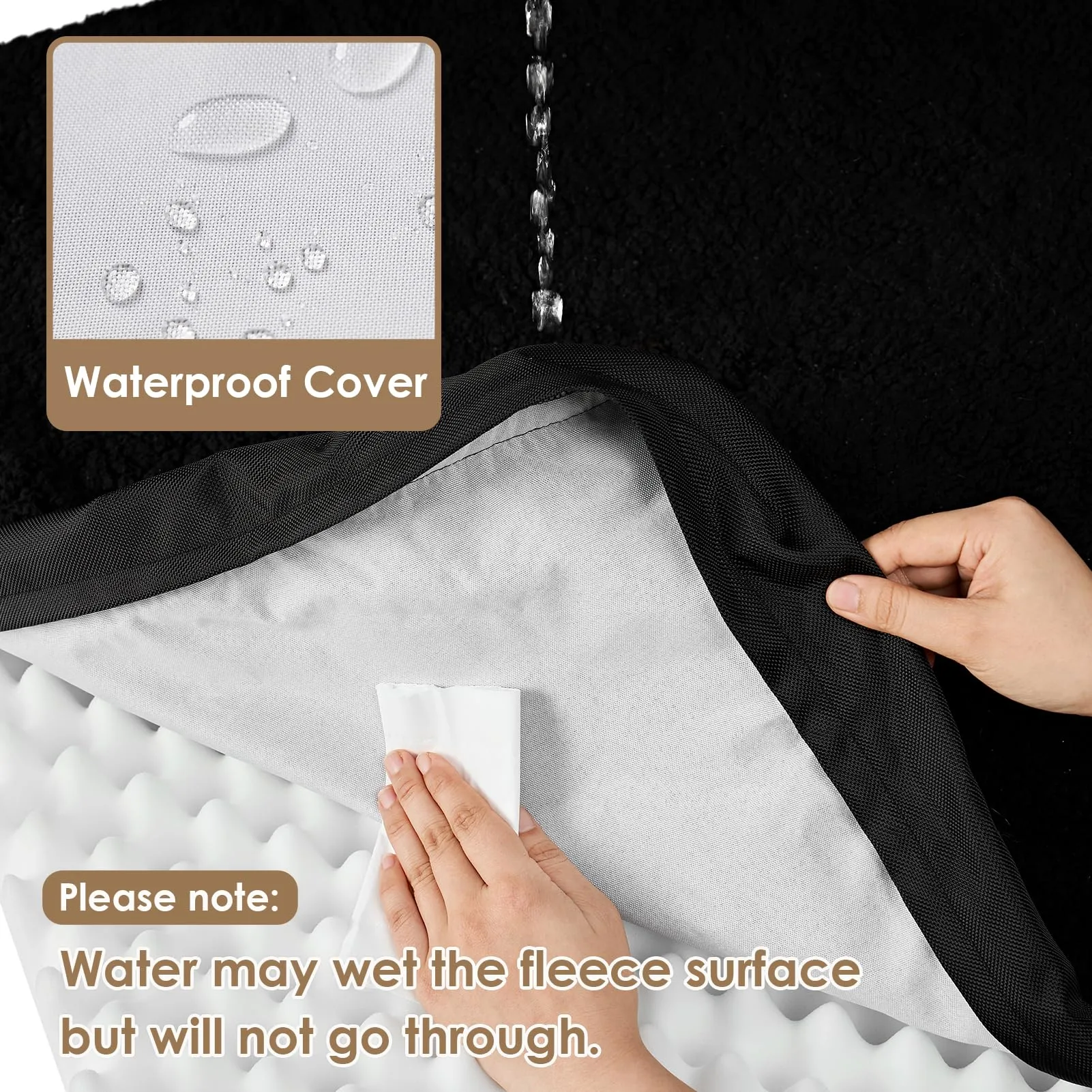 EHEYCIGA Removable Washable Orthopedic Dog Bed Cushion, Black, 89 x 58 cm - immagine 4