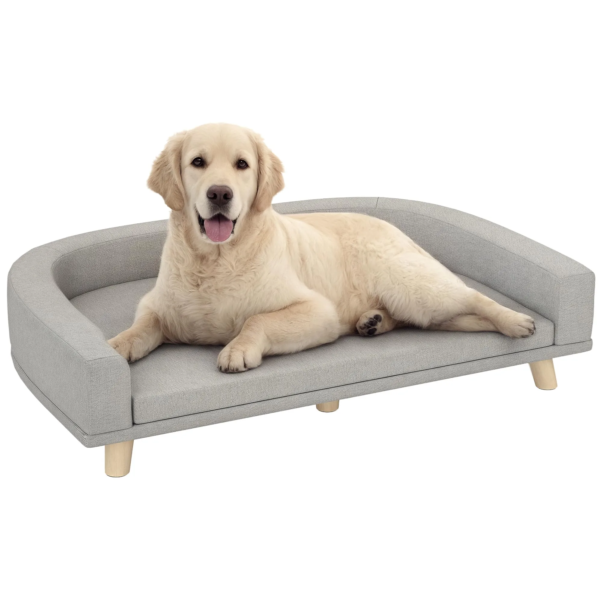 PawHut Divano per Cani di Taglia Grande con Gambe Rialzate, Grigio - immagine 1