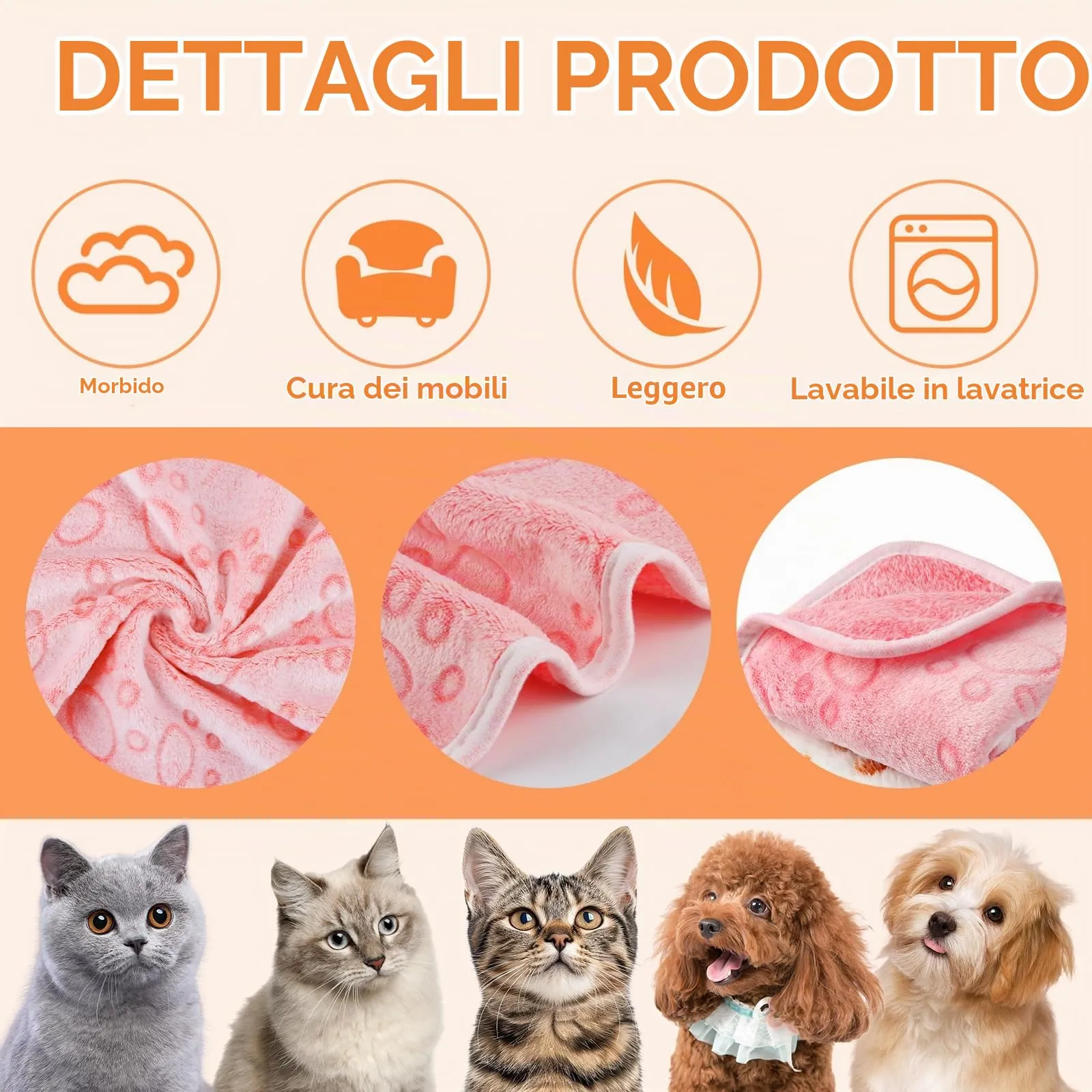 CIYIN 3 Pezzi Coperta Cane, Copertina per Animali,Copertina Cane Lavabile,Animali Domestici Coper tina Gatto,Coper tina per Cani Gatti Piccola e Media Taglia (bianco, grigio, rosa, 60 x 40 cm) - immagine 3