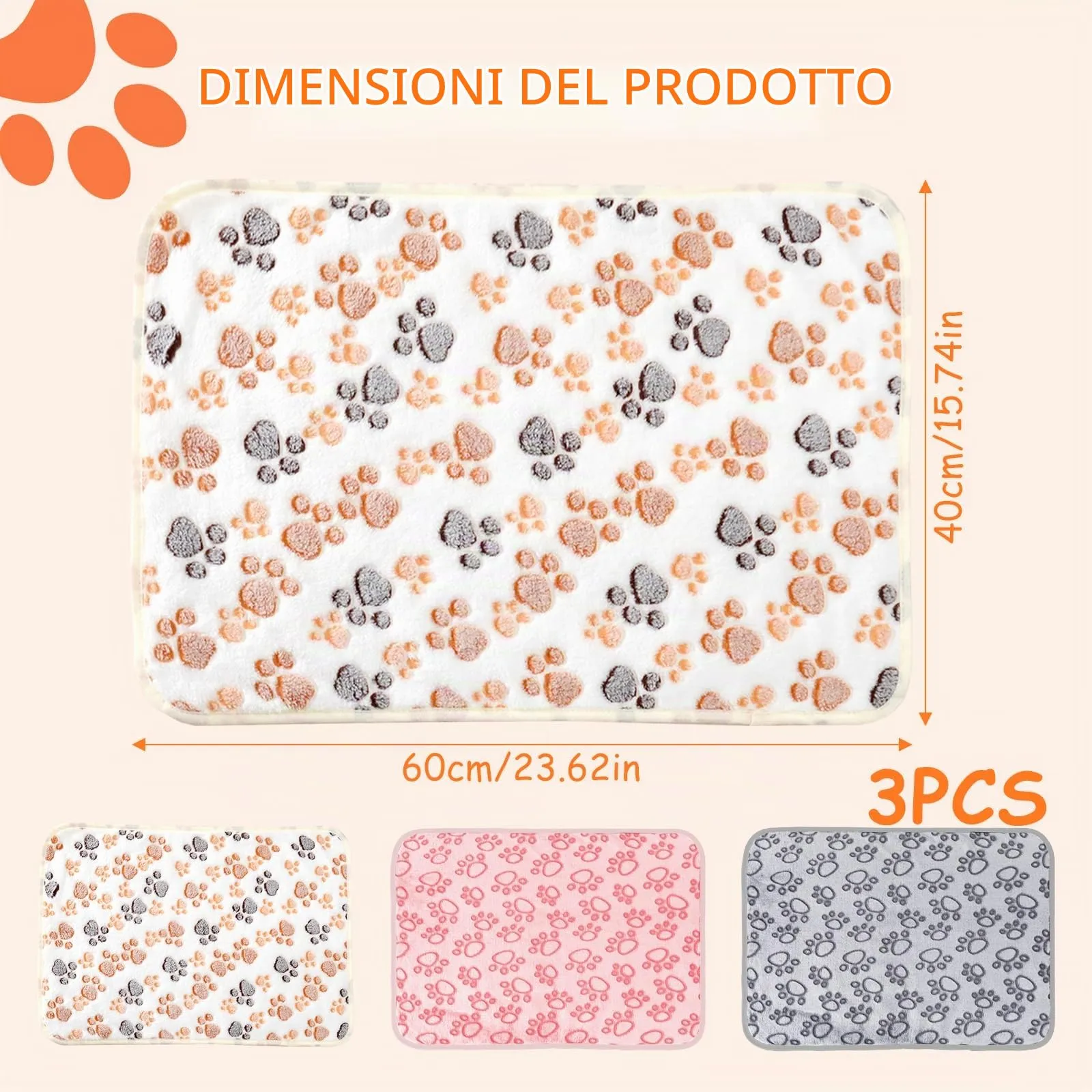 CIYIN 3 Pezzi Coperta Cane, Copertina per Animali,Copertina Cane Lavabile,Animali Domestici Coper tina Gatto,Coper tina per Cani Gatti Piccola e Media Taglia (bianco, grigio, rosa, 60 x 40 cm) - immagine 7