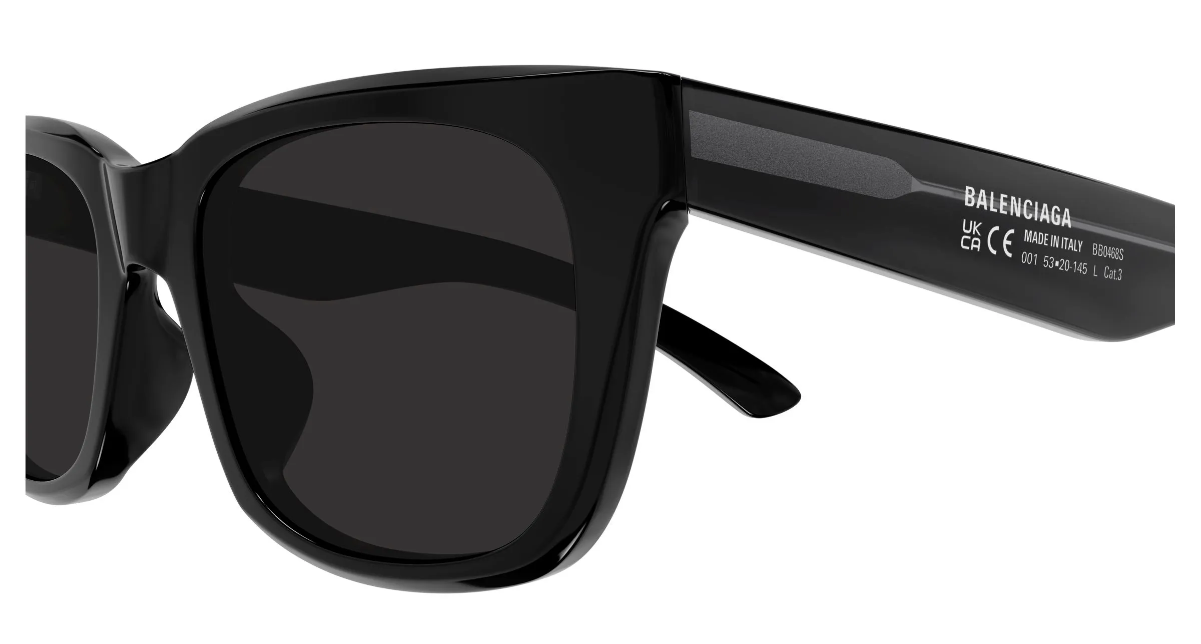 Balenciaga BB0468S 001 Occhiali da sole Acetato Nero Grigio Squadrata - immagine 3