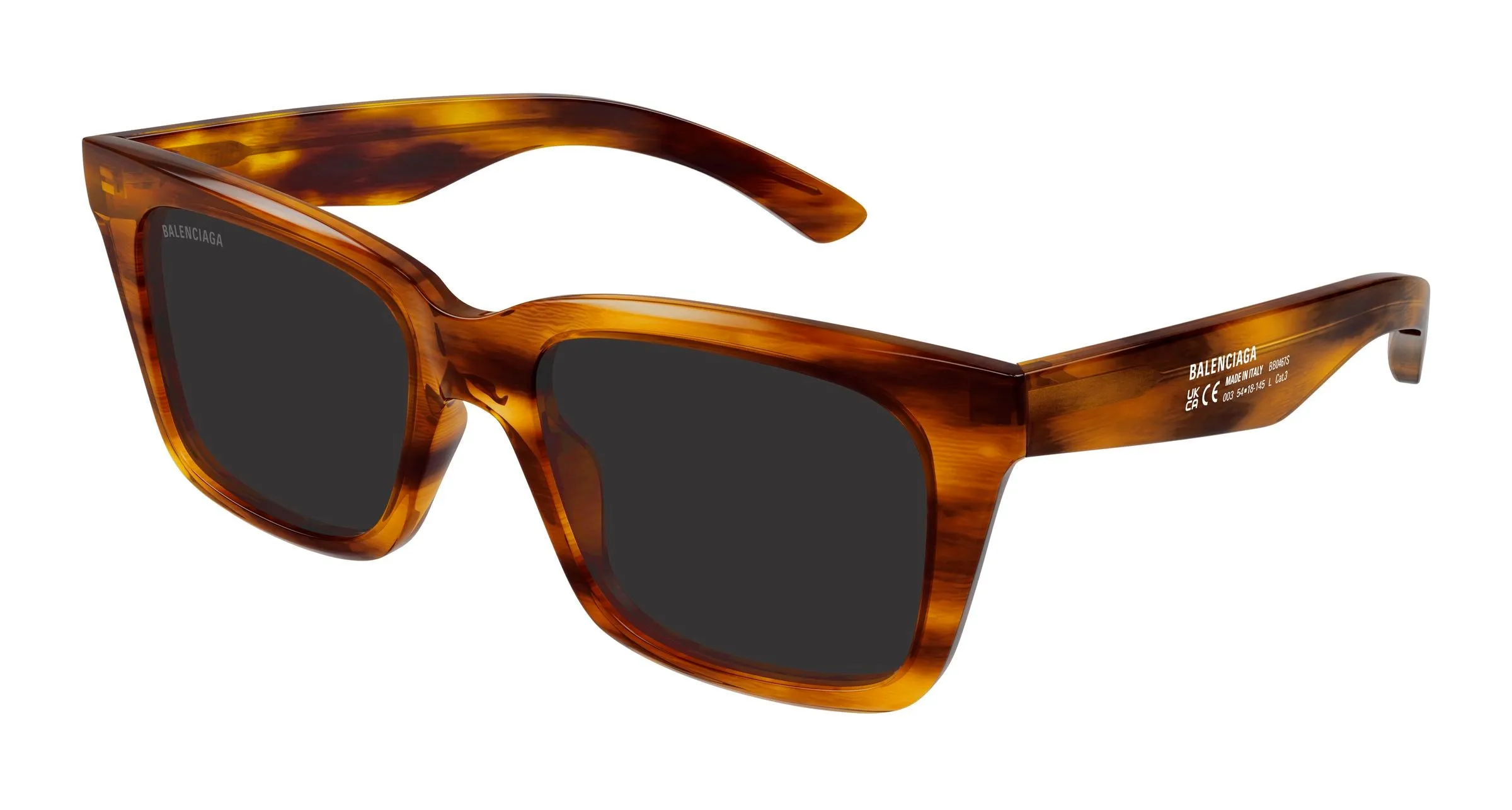 Balenciaga BB0467S 003 Occhiali da sole Acetato Marrone Grigio Squadrata - immagine 1