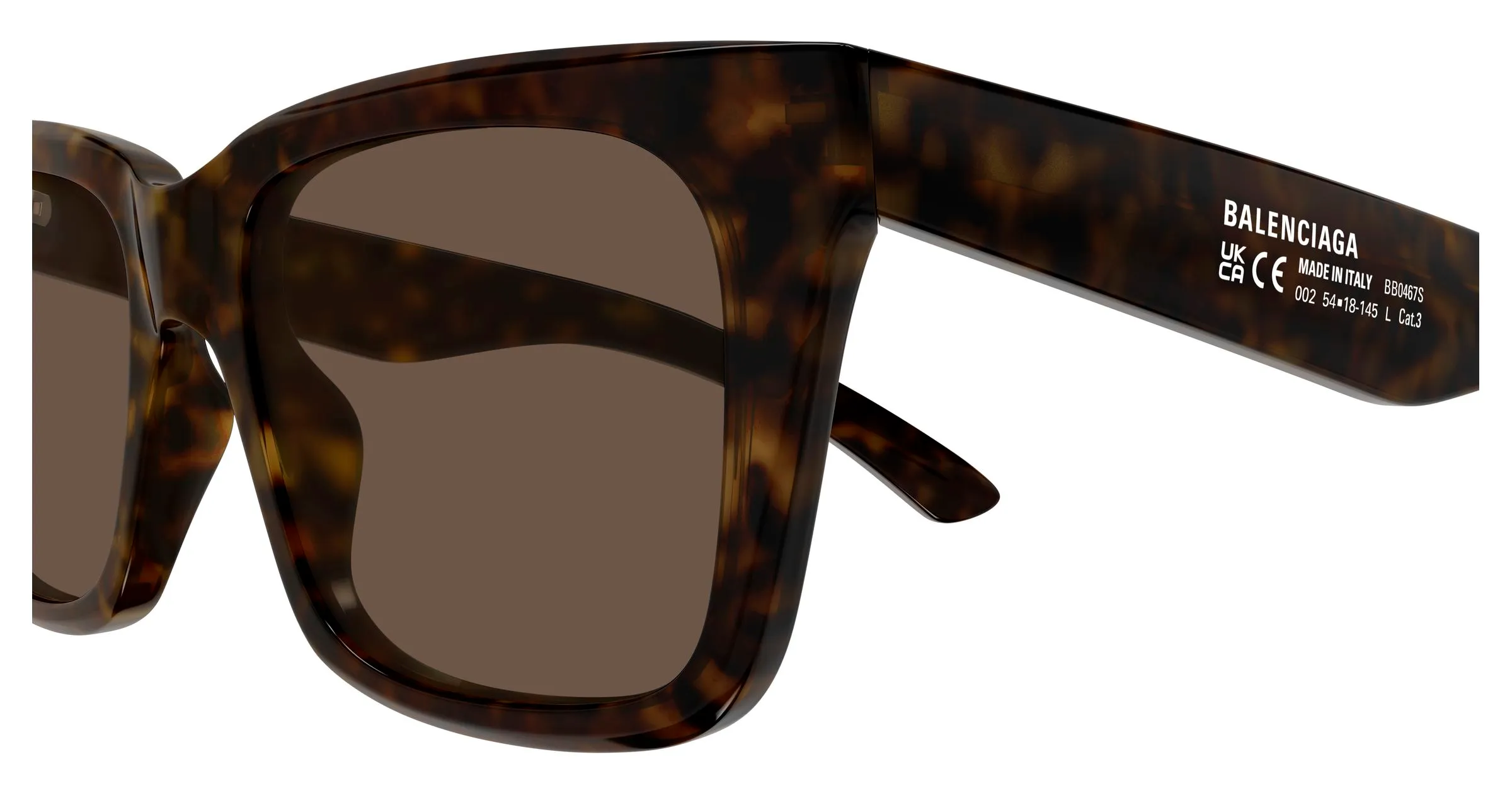 Balenciaga BB0467S 002 Occhiali da sole Acetato Havana Marrone Squadrata - immagine 3