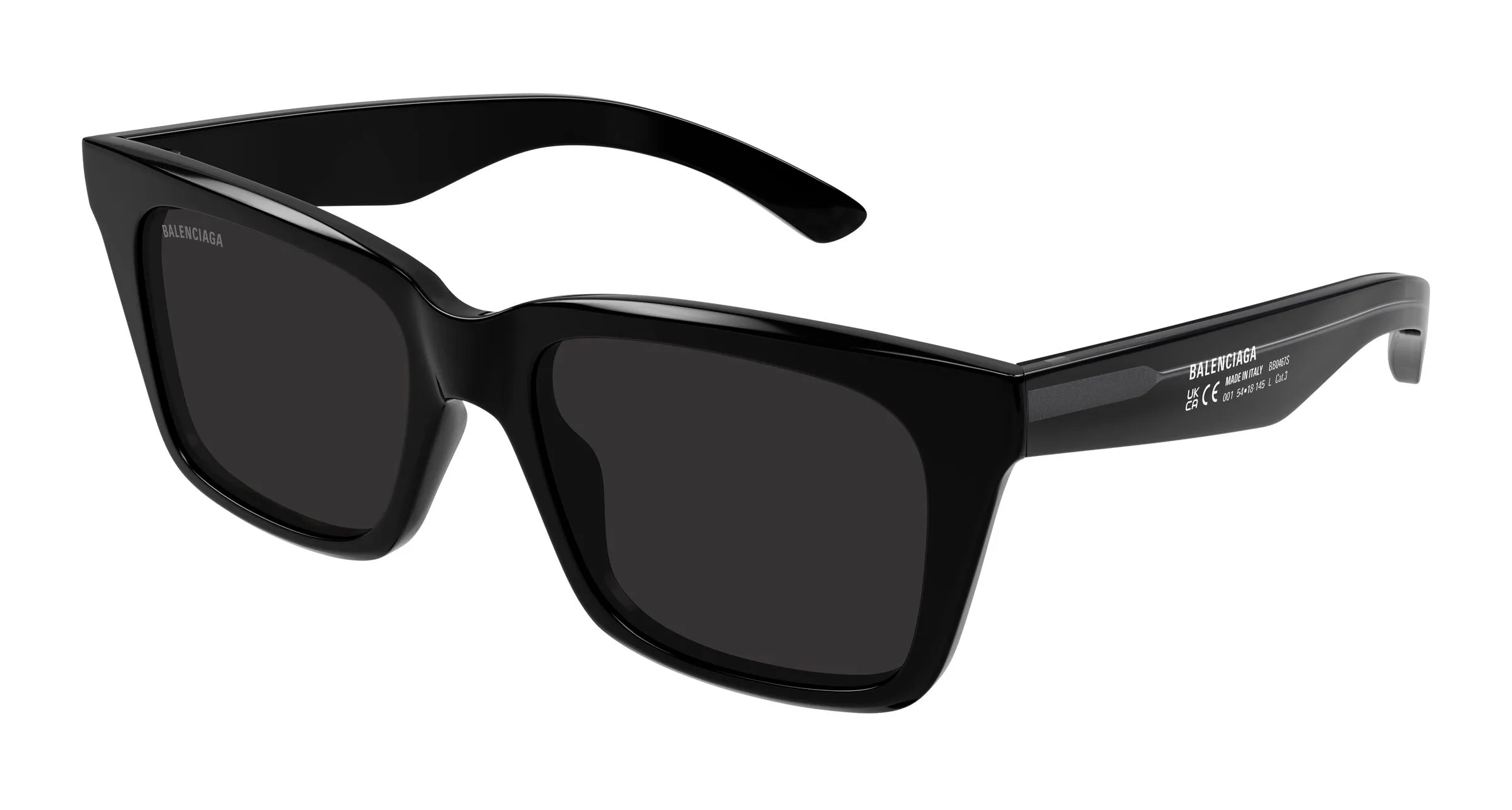 Balenciaga BB0467S 001 Occhiali da sole Acetato Nero Grigio Squadrata - immagine 1