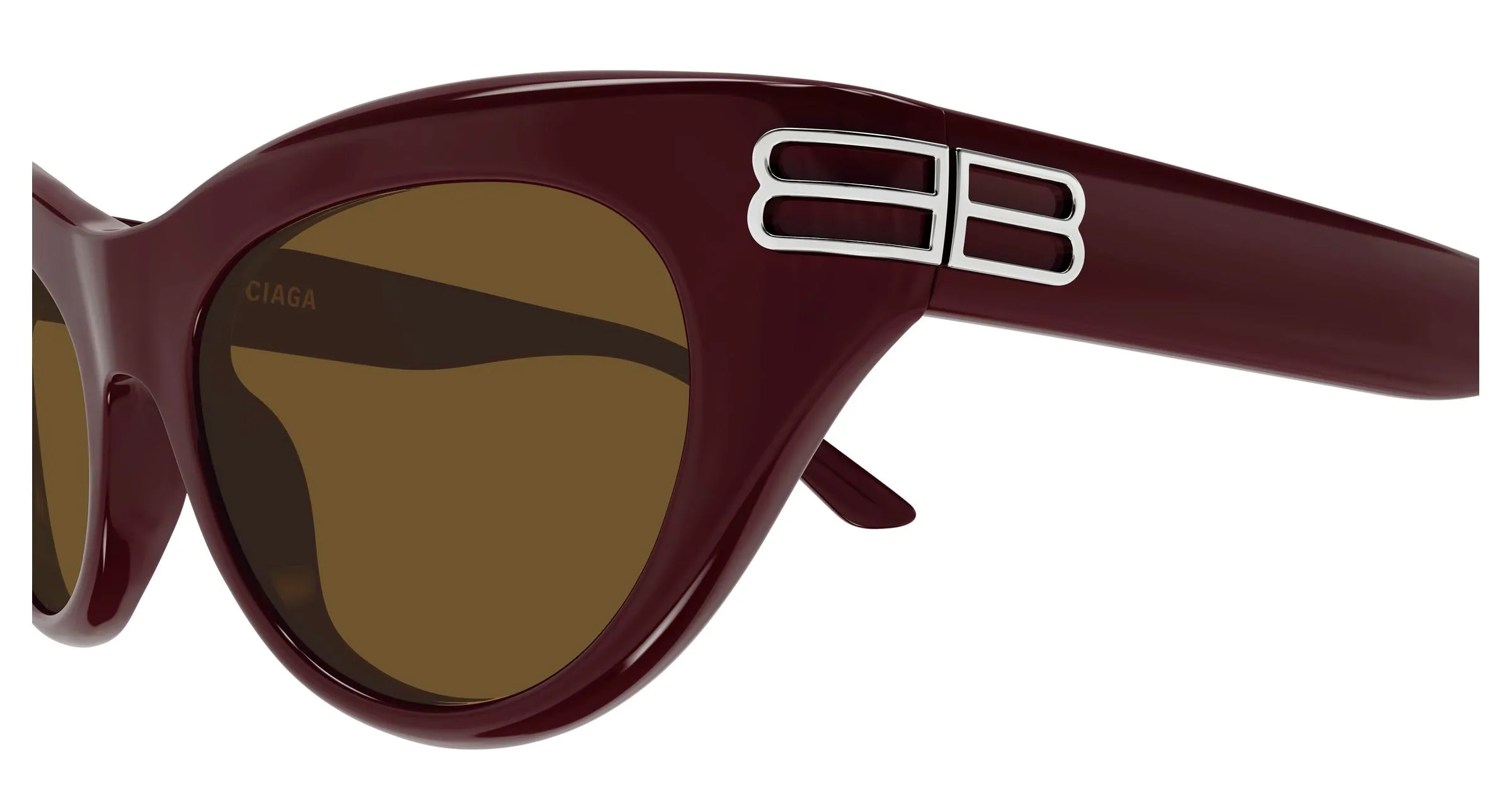 Balenciaga BB0466S 004 Occhiali da sole Acetato Bordeaux Marrone Cat Eye - immagine 3
