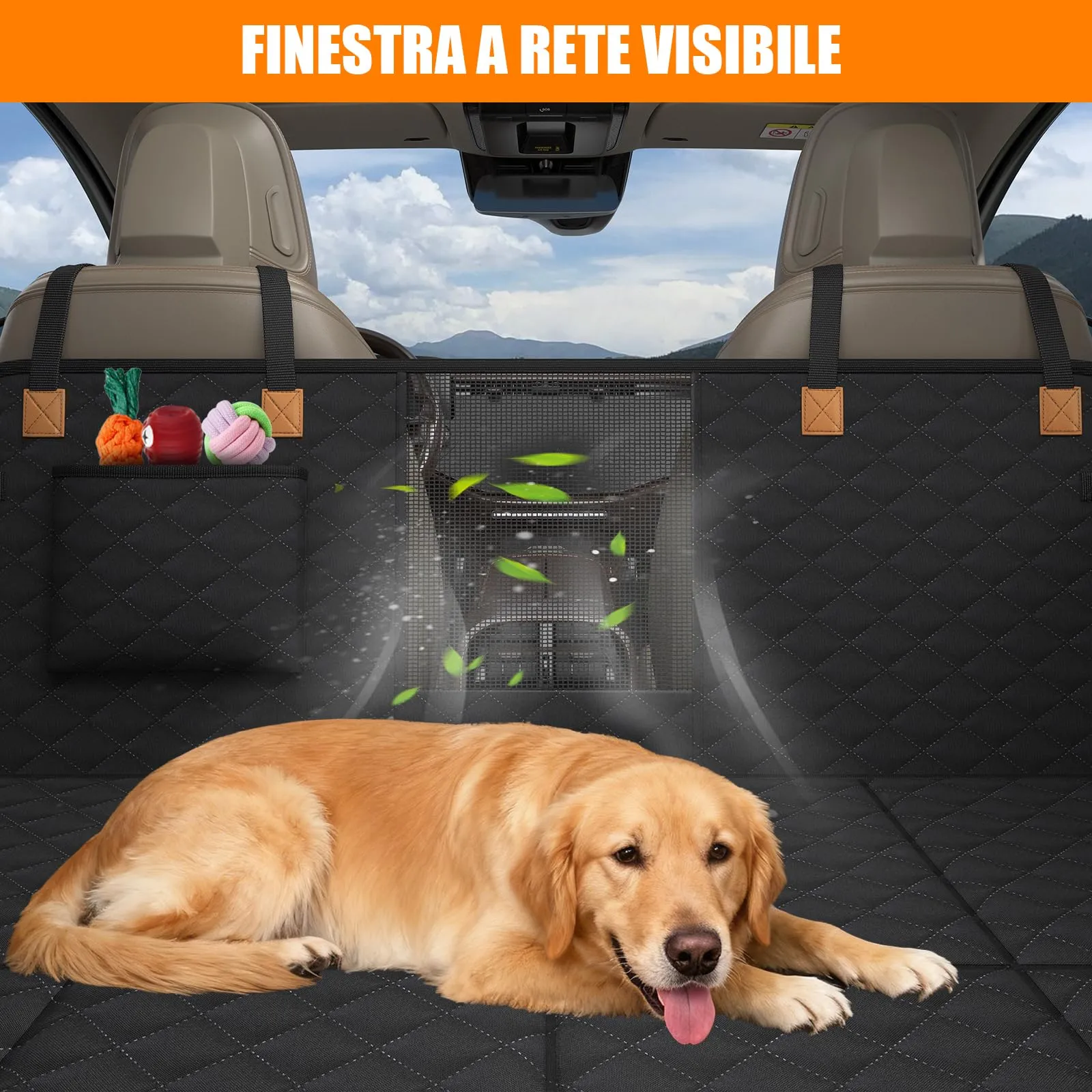 BMaoBBo Telo Auto Per Cani Con Fondo Rigido, Coprisedile Auto Per Cani Impermeabile E Antigraffio, Removibile E Lavabile, Telo Cane Auto Sedili Posteriori Adatto Per Berline Familiari, SUV (Nero) - immagine 2