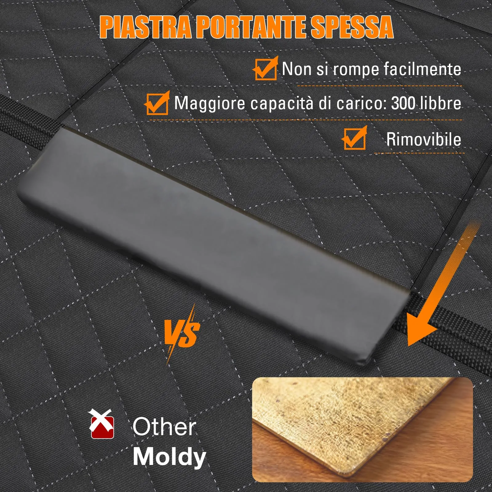 BMaoBBo Telo Auto Per Cani Con Fondo Rigido, Coprisedile Auto Per Cani Impermeabile E Antigraffio, Removibile E Lavabile, Telo Cane Auto Sedili Posteriori Adatto Per Berline Familiari, SUV (Nero) - immagine 4