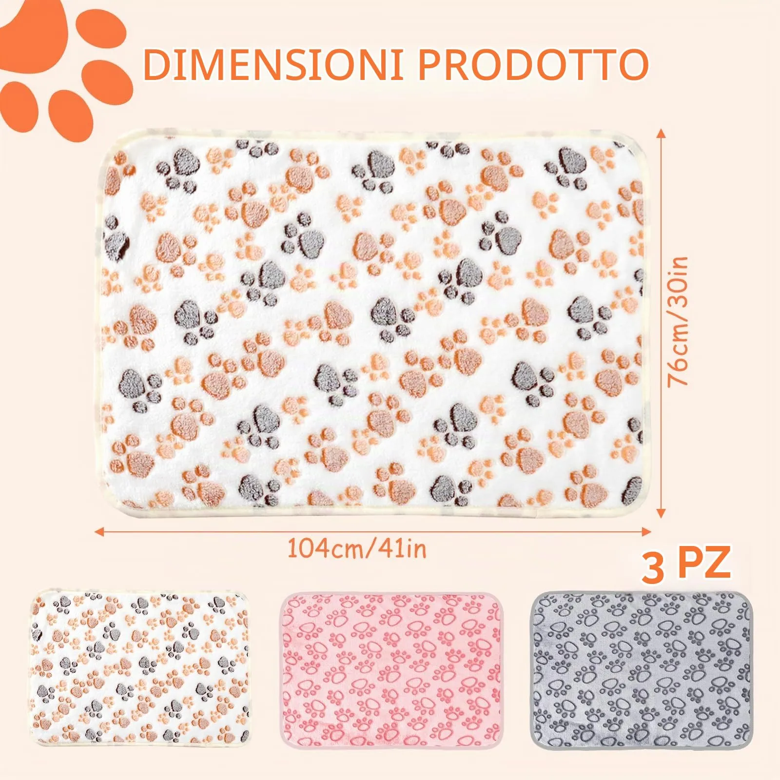 CIYIN 3 Pezzi Coperta Cane, Copertina per Animali,Copertina Cane Lavabile,Animali Domestici Coper tina Gatto,Coper tina per Cani Gatti Piccola e Media Taglia (bianco, grigio, rosa, 104x76cm) - immagine 3