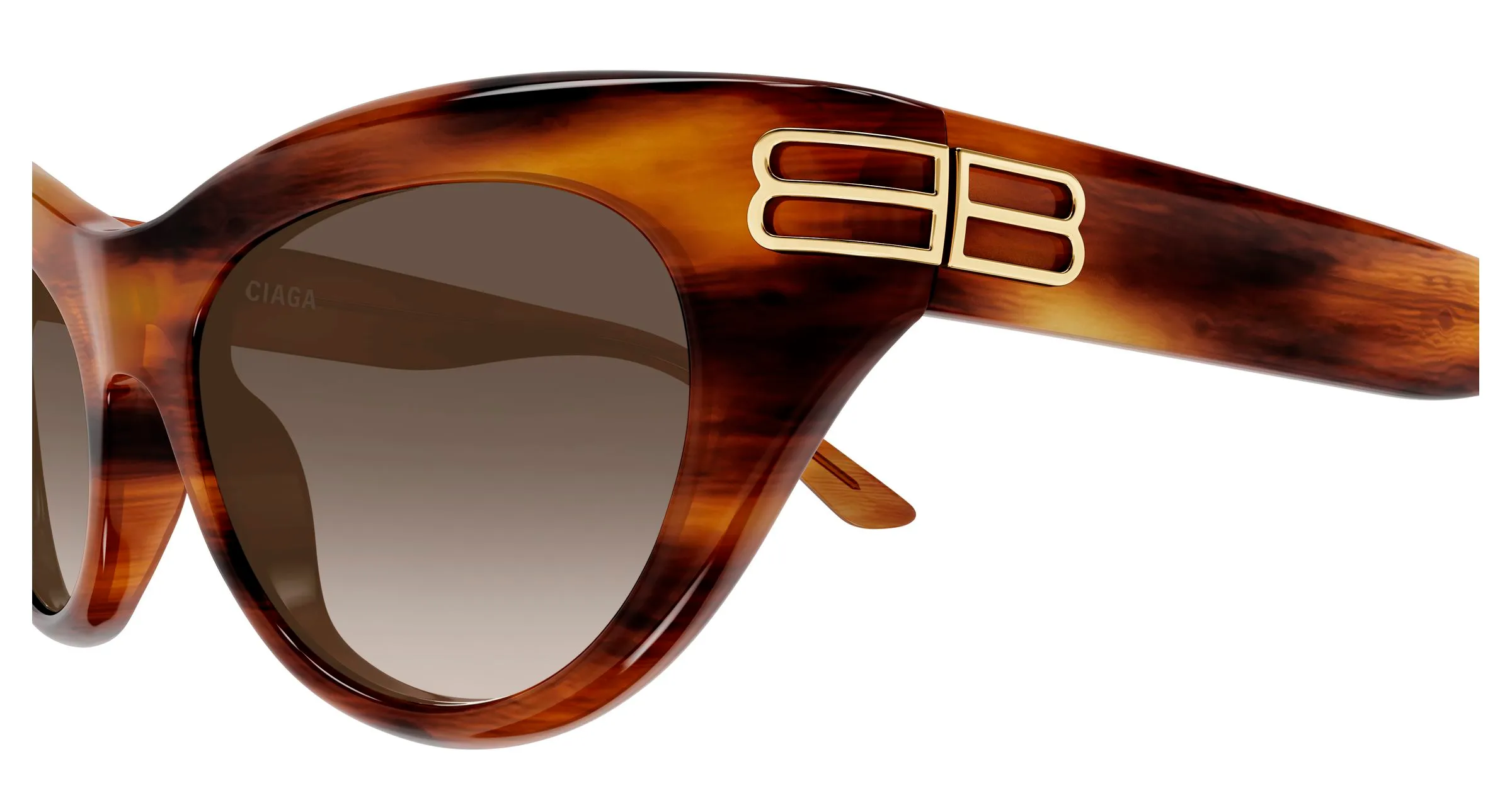 Balenciaga BB0466S 002 Occhiali da sole Acetato Marrone Marrone Cat Eye - immagine 3
