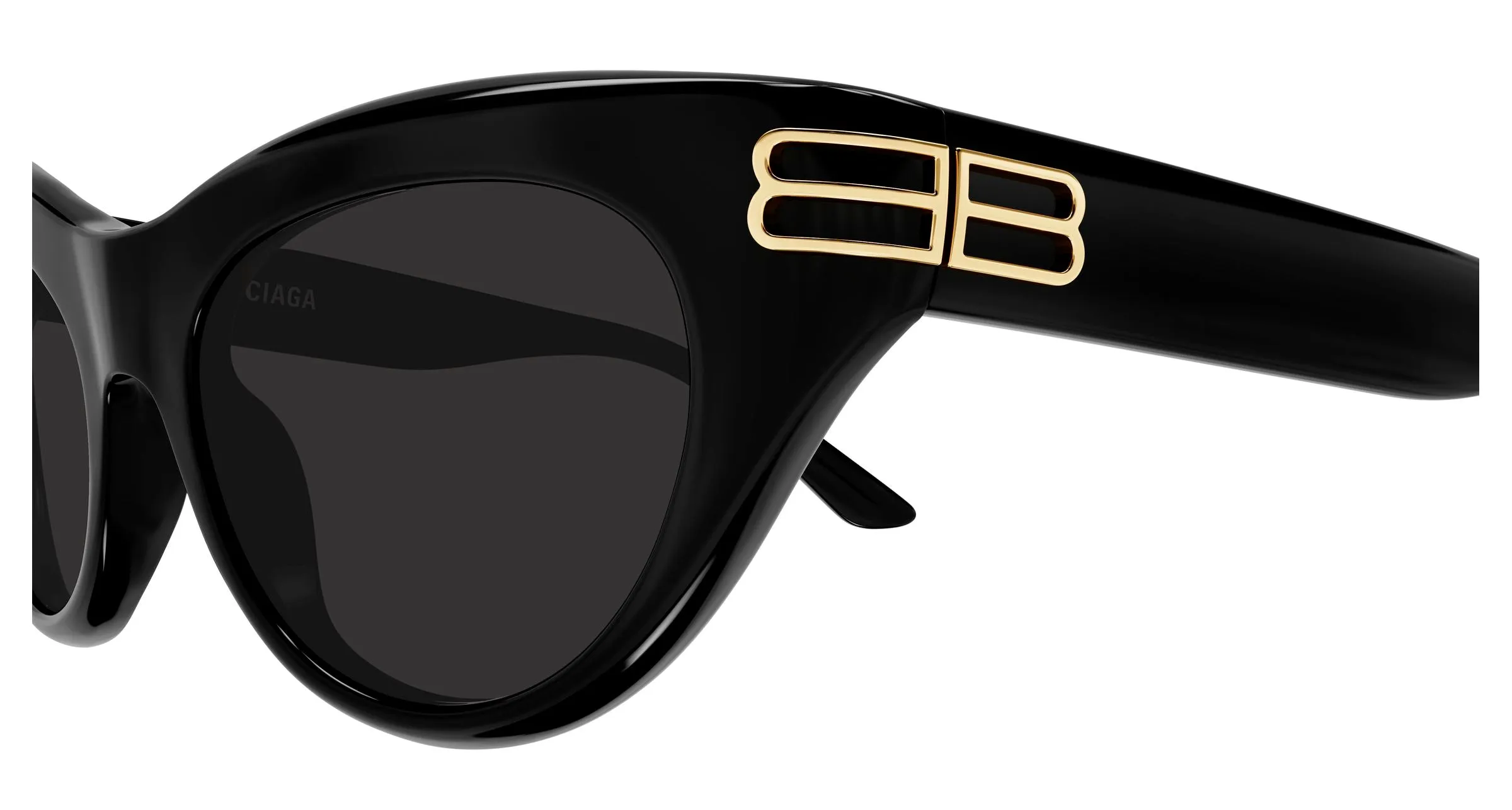 Balenciaga BB0466S 001 Occhiali da sole Acetato Nero Grigio Cat Eye - immagine 3
