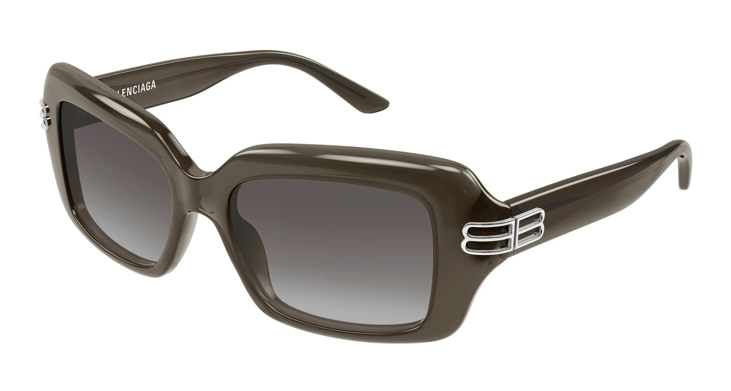 Balenciaga BB0465S 004 Occhiali da sole Acetato Marrone Grigio Squadrata - immagine 1