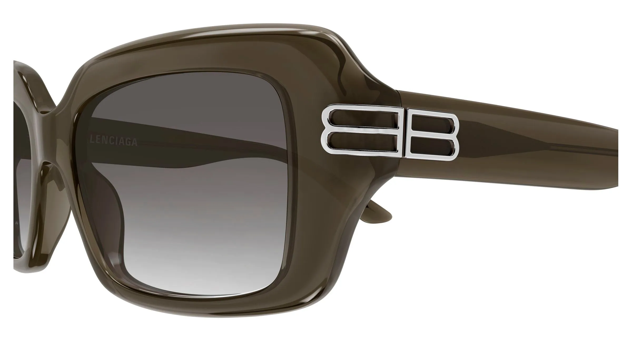 Balenciaga BB0465S 004 Occhiali da sole Acetato Marrone Grigio Squadrata - immagine 3