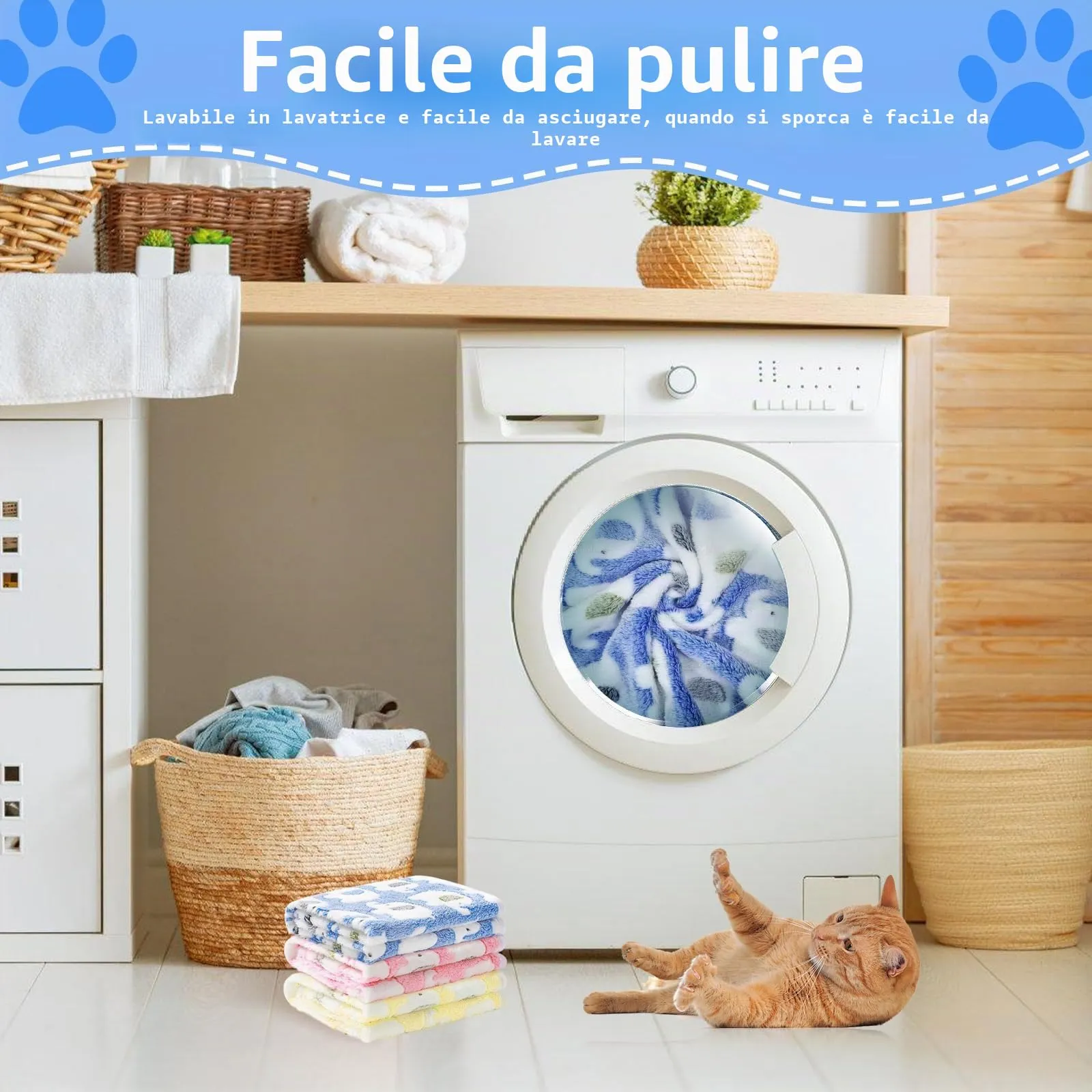 CIYIN 3 Pezzi Coperta Cane, Copertina per Animali,Copertina Cane Lavabile,Animali Domestici Coper tina Gatto,Coper tina per Cani Gatti Piccola e Media Taglia (Blu, giallo, rosa, 60 x 40 cm) - immagine 2