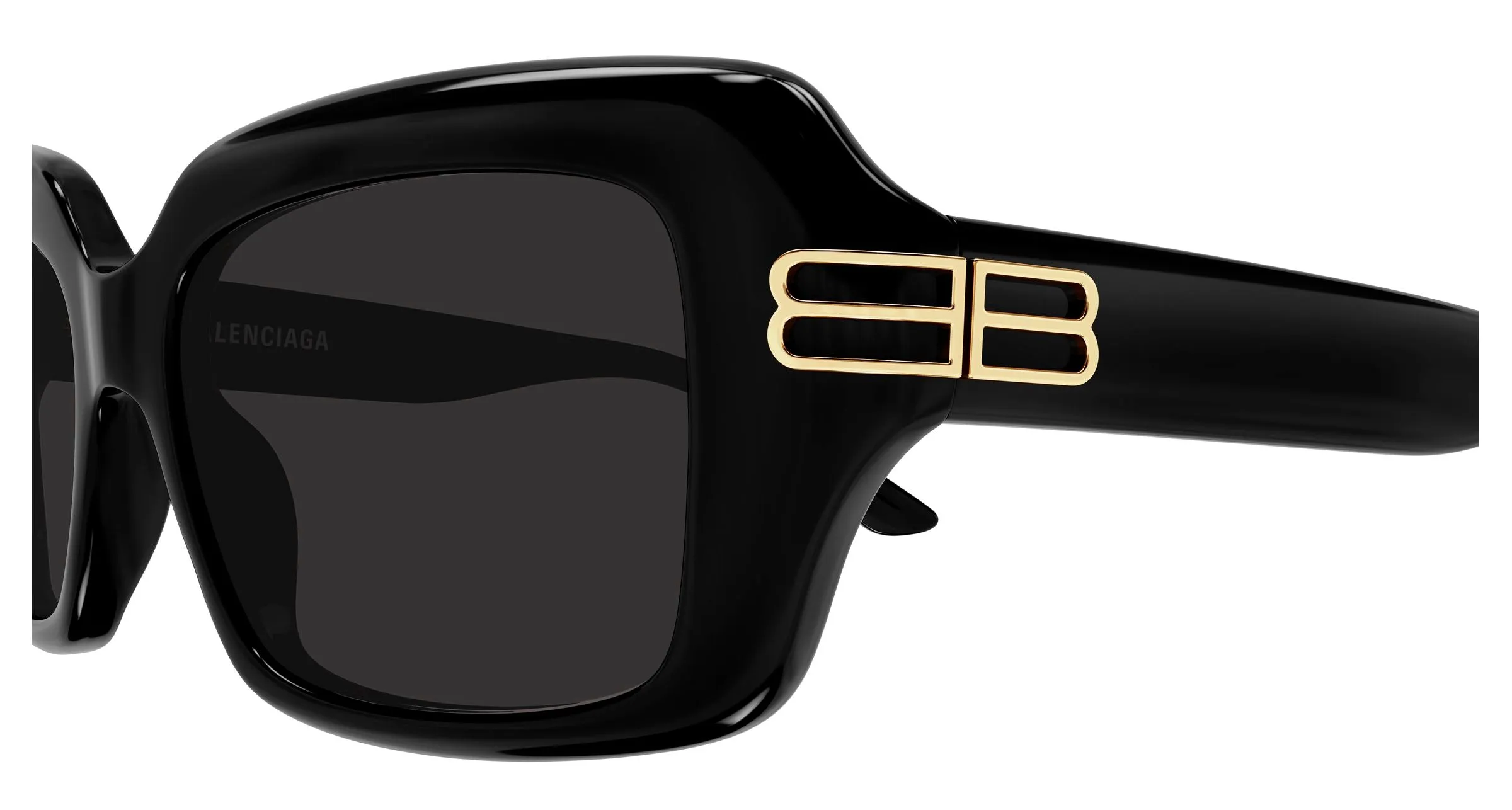 Balenciaga BB0465S 001 Occhiali da sole Acetato Nero Grigio Squadrata - immagine 3