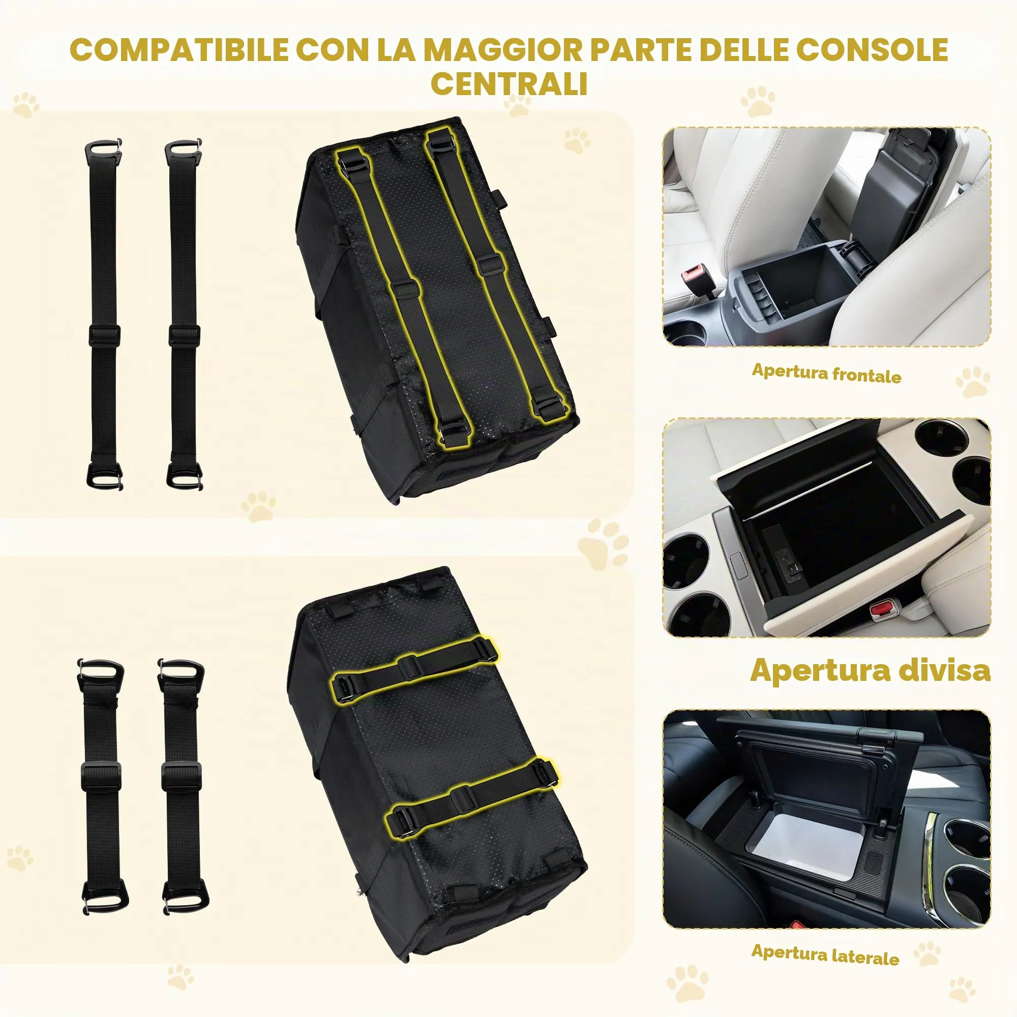 Wood Homing Seggiolino auto per cani di piccola taglia, impermeabile, console centrale per animali domestici, da viaggio, letto rimovibile con cintura di sicurezza, cuscino spesso per cuccioli di - immagine 4