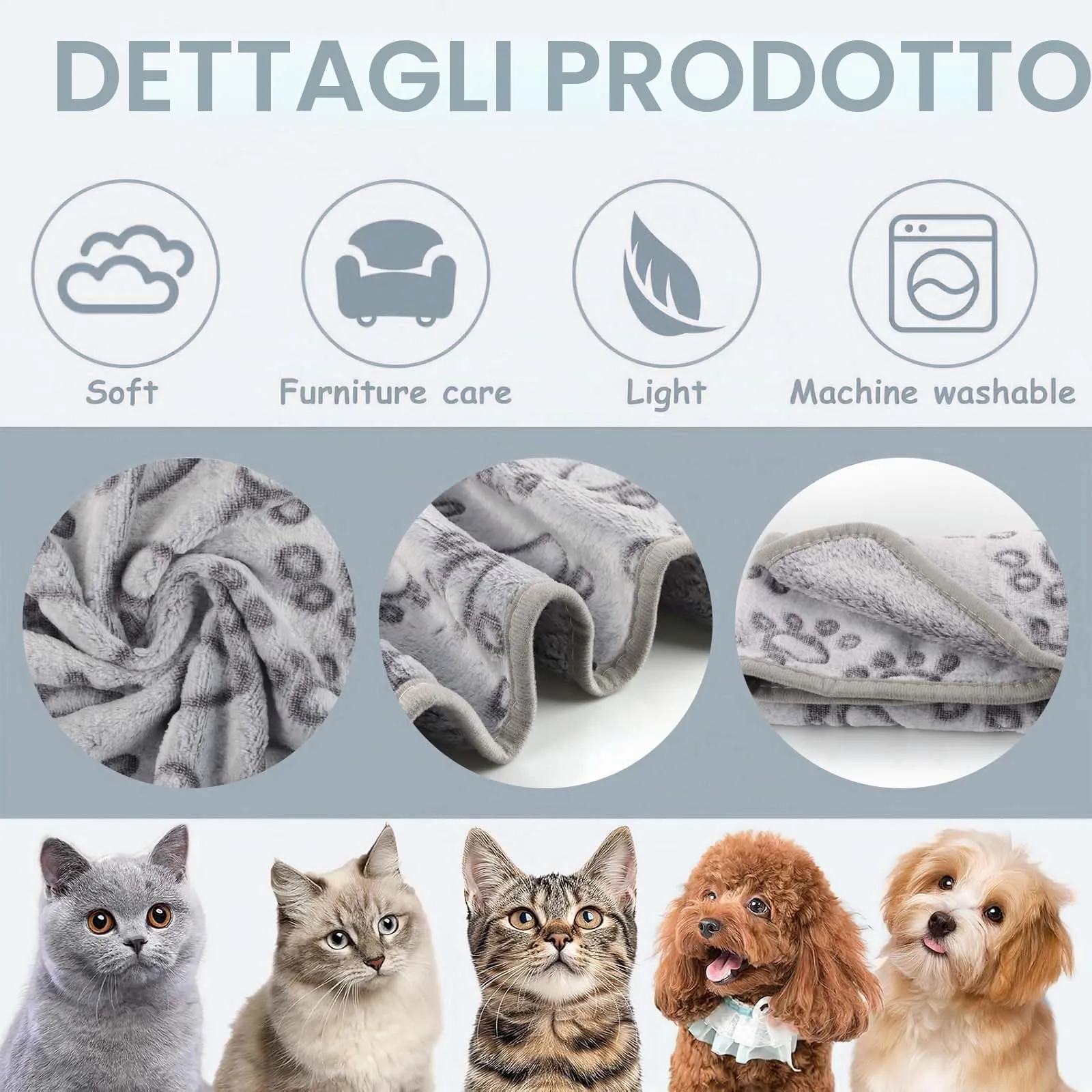 CIYIN 3 Pezzi Coperta Cane, Copertina per Animali,Copertina Cane Lavabile,Animali Domestici Coper tina Gatto,Coper tina per Cani Gatti Piccola e Media Taglia (C3, 60 x 40 cm) - immagine 3