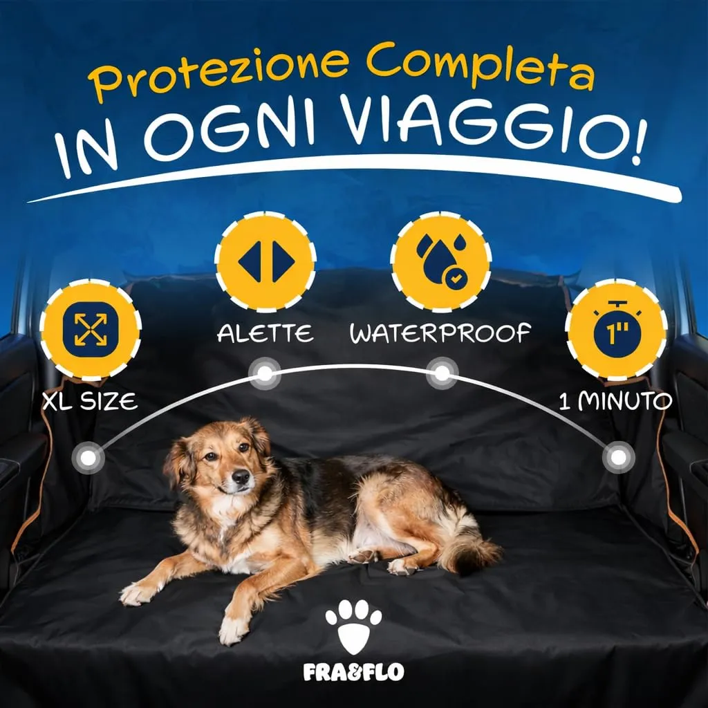FRA&FLO Coprisedile Auto per Cani Impermeabile 180×103 cm, Telo Sedili Posteriori e Baule ad Amaca Antiscivolo e Antigraffio, Protezione Universale, Facile da Installare e Lavabile - immagine 4