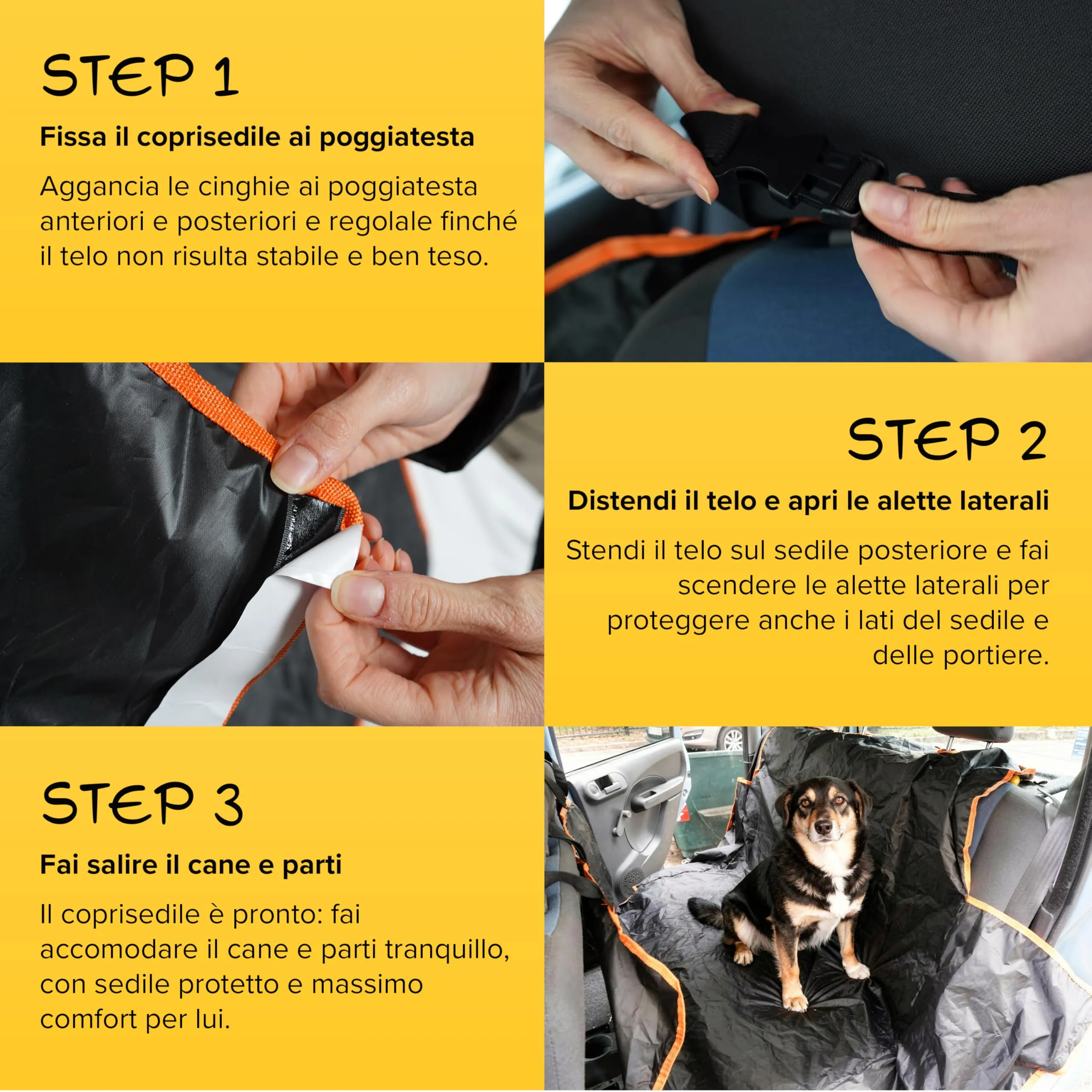 FRA&FLO Coprisedile Auto per Cani Impermeabile 180×103 cm, Telo Sedili Posteriori e Baule ad Amaca Antiscivolo e Antigraffio, Protezione Universale, Facile da Installare e Lavabile - immagine 5