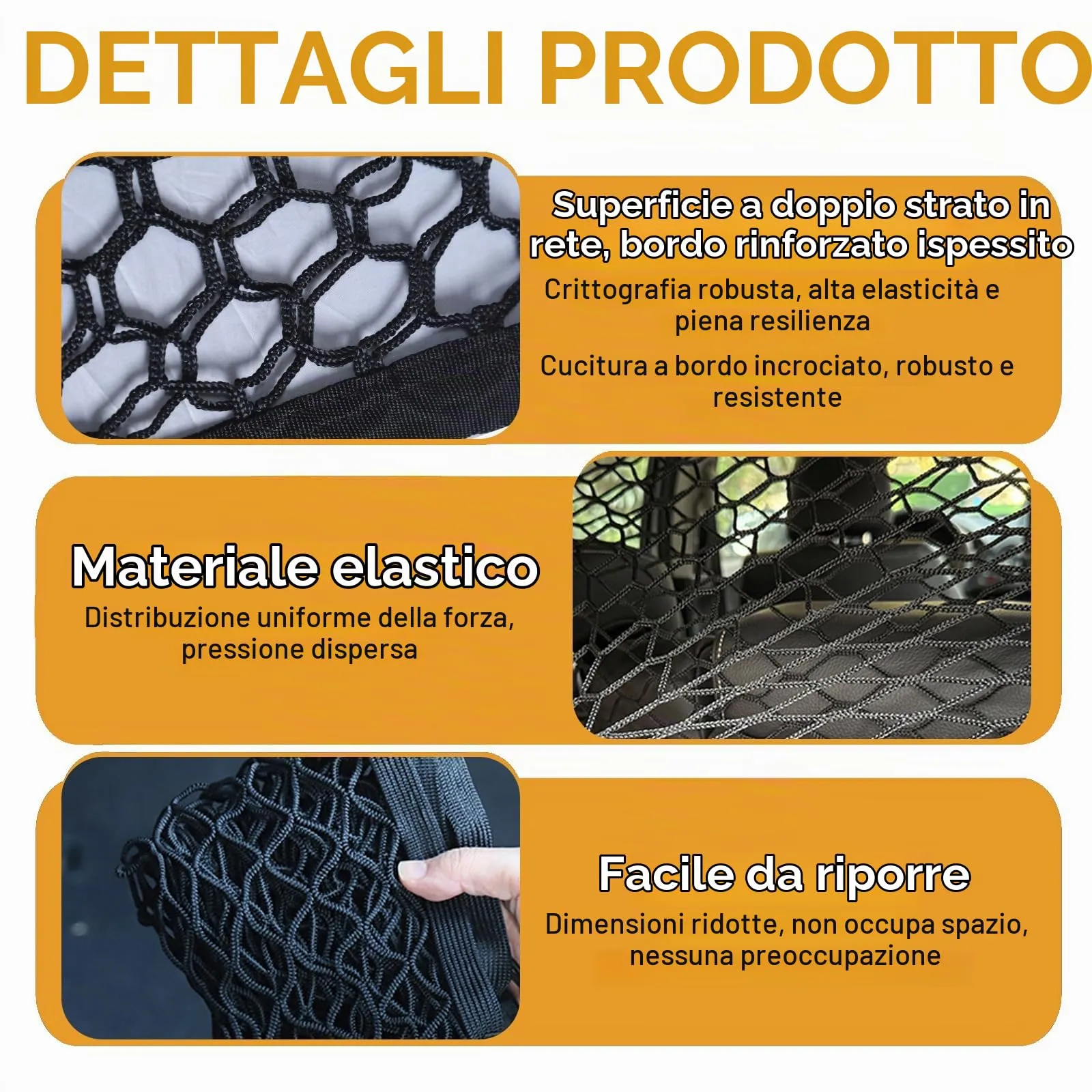 BAIFULAI 120×90CM Griglia per Cani a Doppio Strato per Auto, Rete di Protezione per Cani, Rete Divisoria per Auto per Cani, Rete Divisoria per Animali Domestici per il Sedile Posteriore per Camion - immagine 3