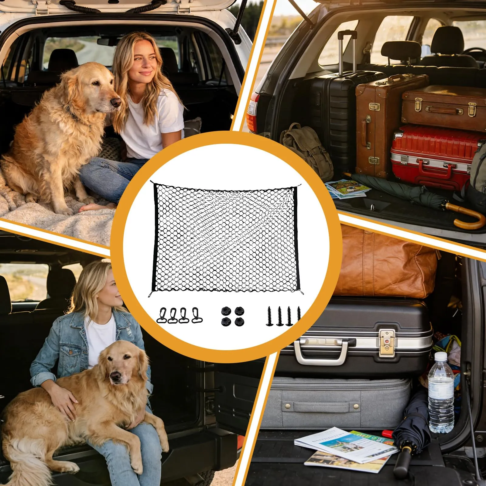 BAIFULAI 120×90CM Griglia per Cani a Doppio Strato per Auto, Rete di Protezione per Cani, Rete Divisoria per Auto per Cani, Rete Divisoria per Animali Domestici per il Sedile Posteriore per Camion - immagine 7